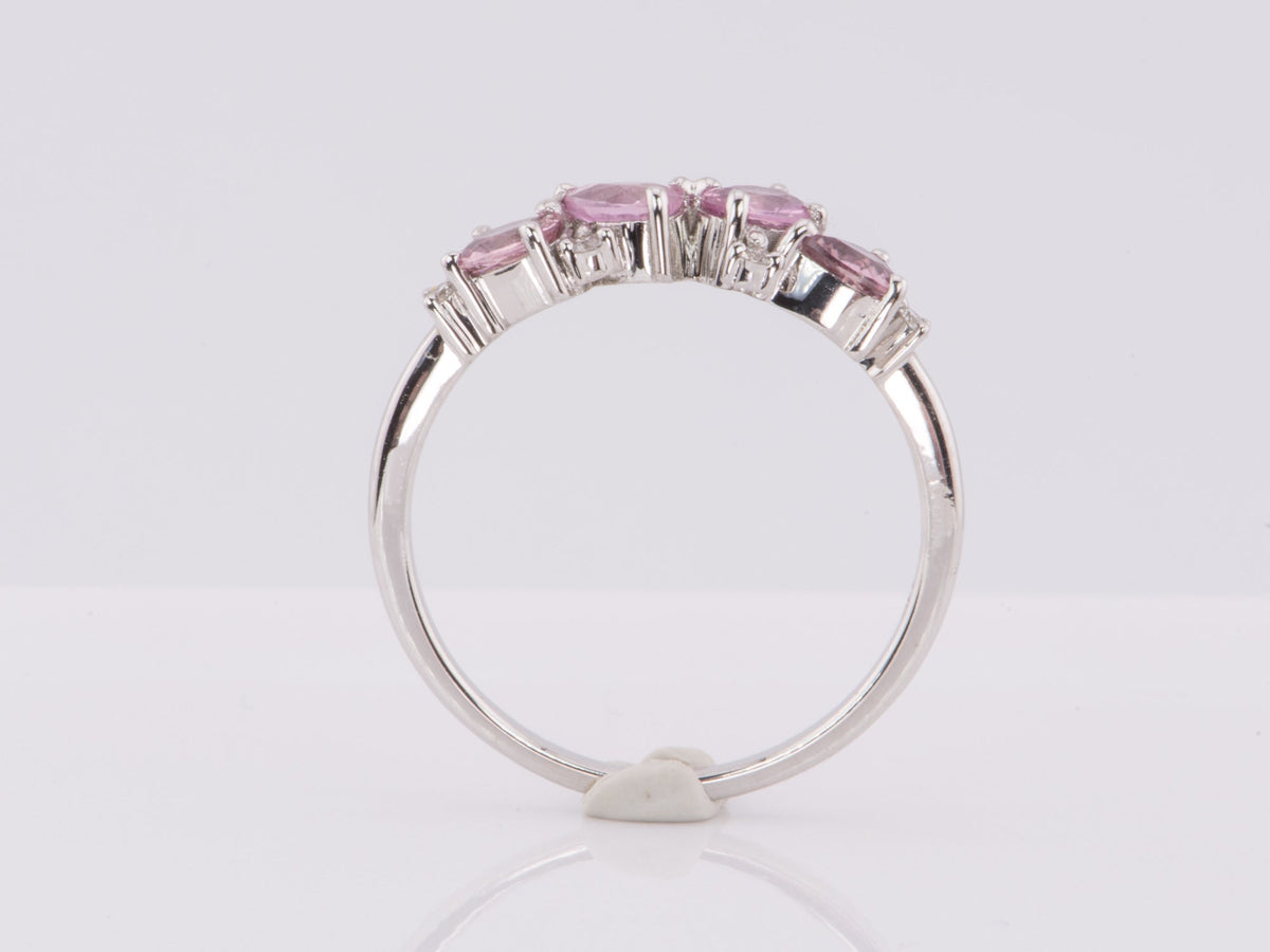 Mixed Pink Sapphire and Diamond Cluster Ring 14K White Gold AD1469PS Closeout