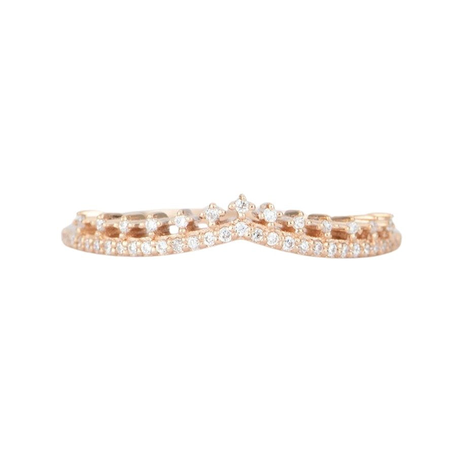 Natural Diamond Gentle Curve Wedding Band 14K Rose Gold AD1642 Aurora Designer