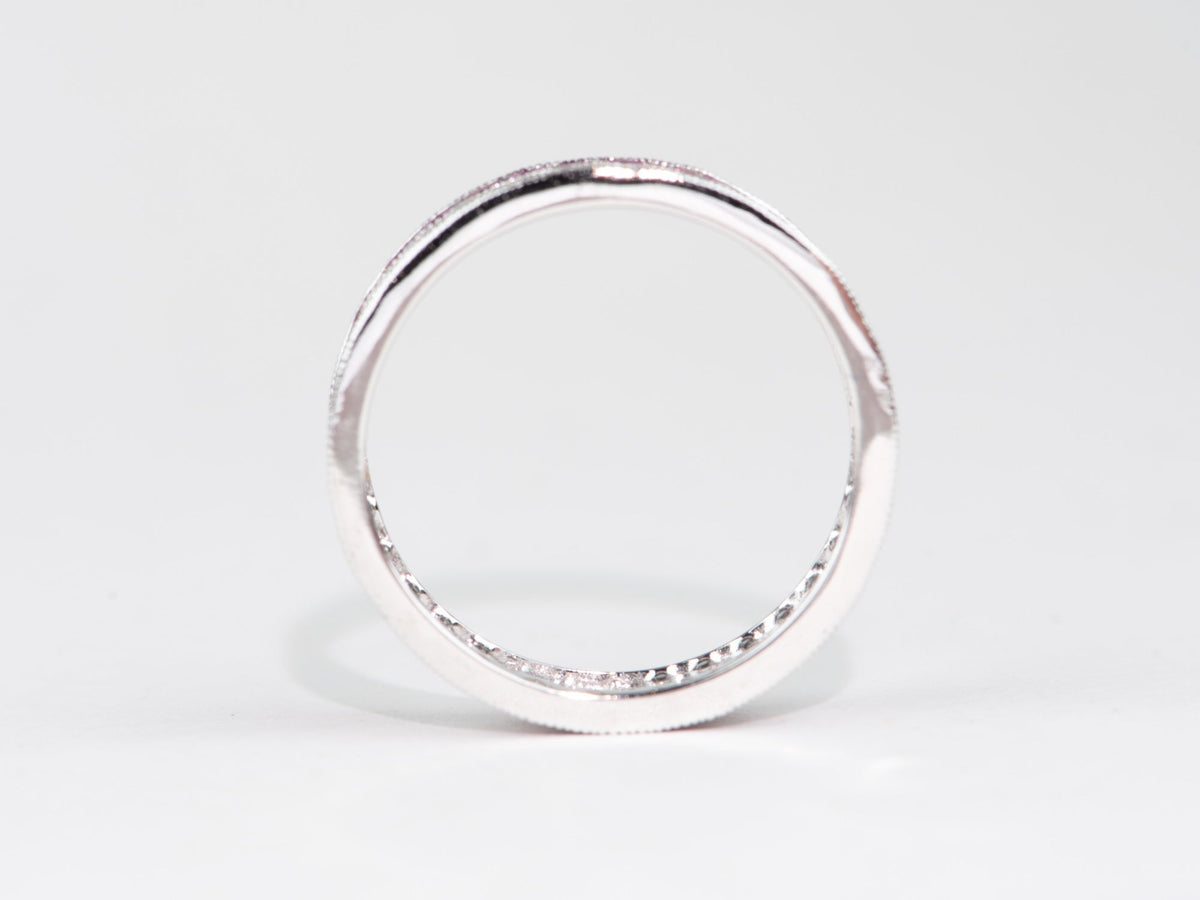 Art Deco Diamond Milgrain Eternity Ring French Cut Ruby Rubies Vintage Inspired 18K White Gold Wedding Band AD1654 Aurora Designer