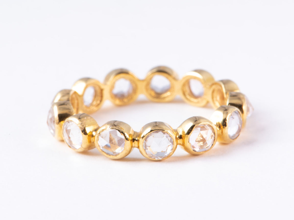 18K Gold Full Eternity Wedding Band with Rose Cut White Sapphire AD1655 Closeout