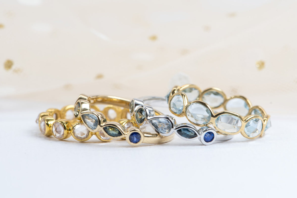 18K Gold Full Eternity Wedding Band with Rose Cut White Sapphire AD1655 Closeout