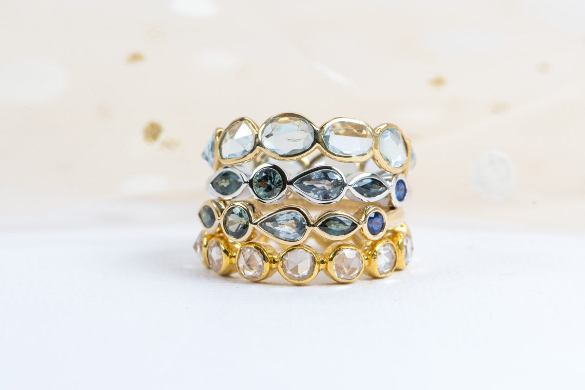 18K Gold Full Eternity Wedding Band with Rose Cut White Sapphire AD1655 Closeout