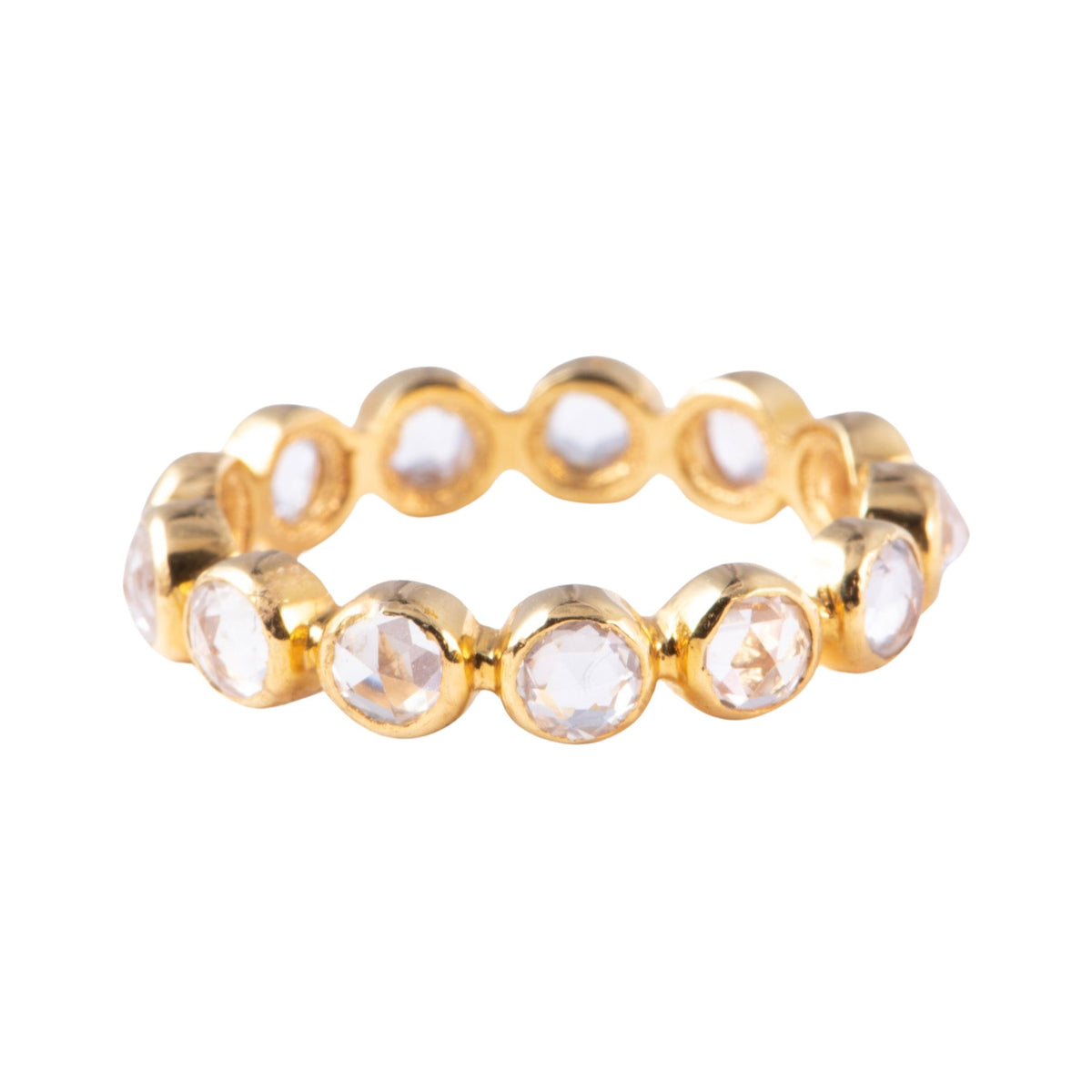 18K Gold Full Eternity Wedding Band with Rose Cut White Sapphire AD1655 Closeout