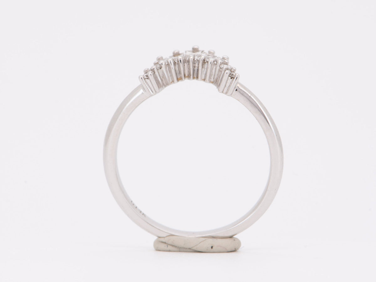 Round and Baugette Diamond Curve Wedding Band 14K White Gold AD1677 Aurora Designer