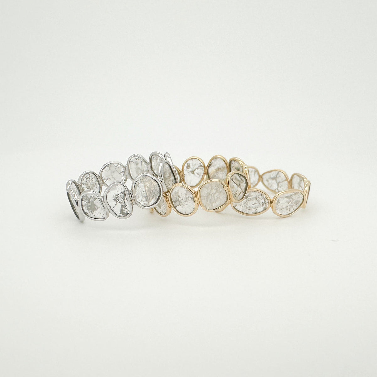 Rustic Diamond Slice Ring 14K 18K Gold Bezel Set Full Eternity Wedding Band AD1744 Aurora Designer