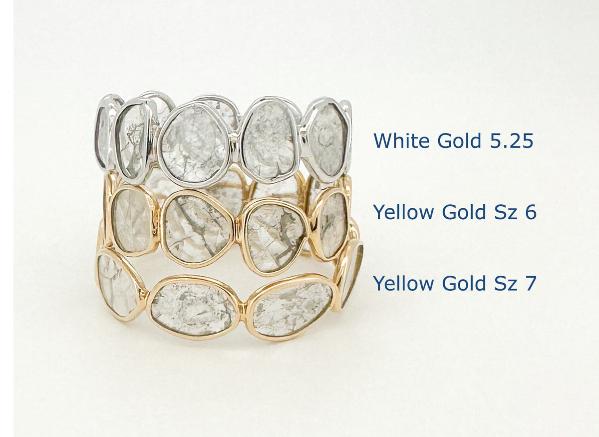 Rustic Diamond Slice Ring 14K 18K Gold Bezel Set Full Eternity Wedding Band AD1744 Aurora Designer