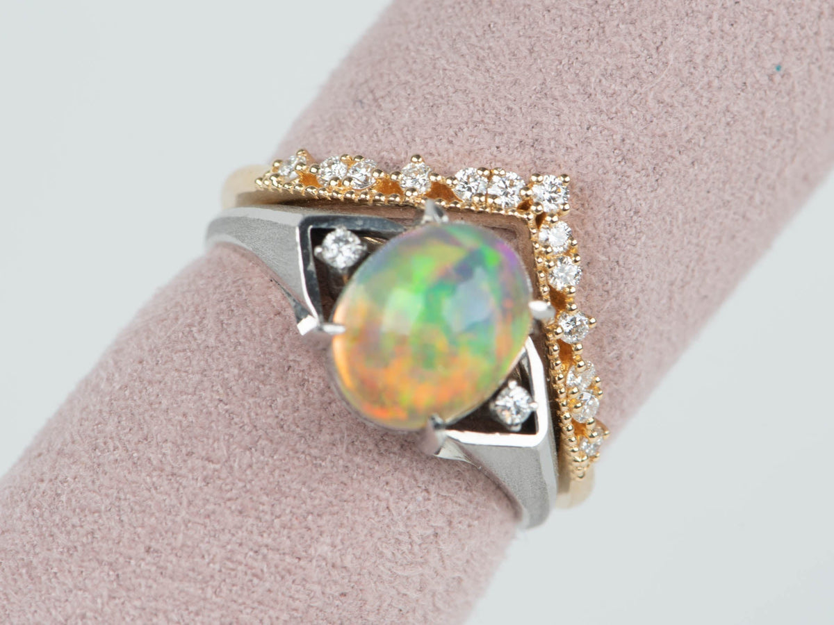 1.78ct Platinum Opal Ring with Diamond Accents V1144 Aurora Designer
