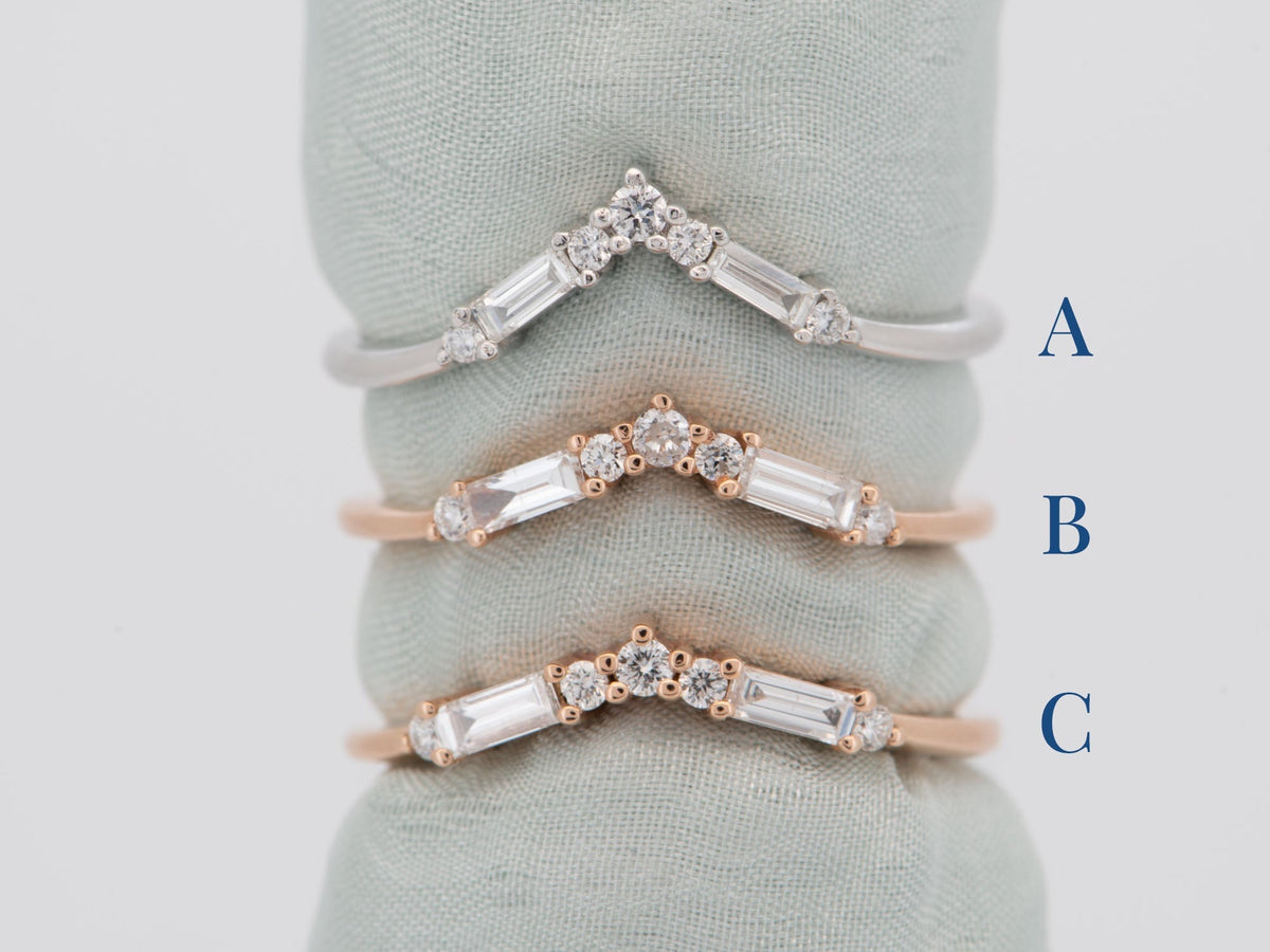 Baguette Round Diamond 14K Gold Crown Wedding Band AD1852 Aurora Designer