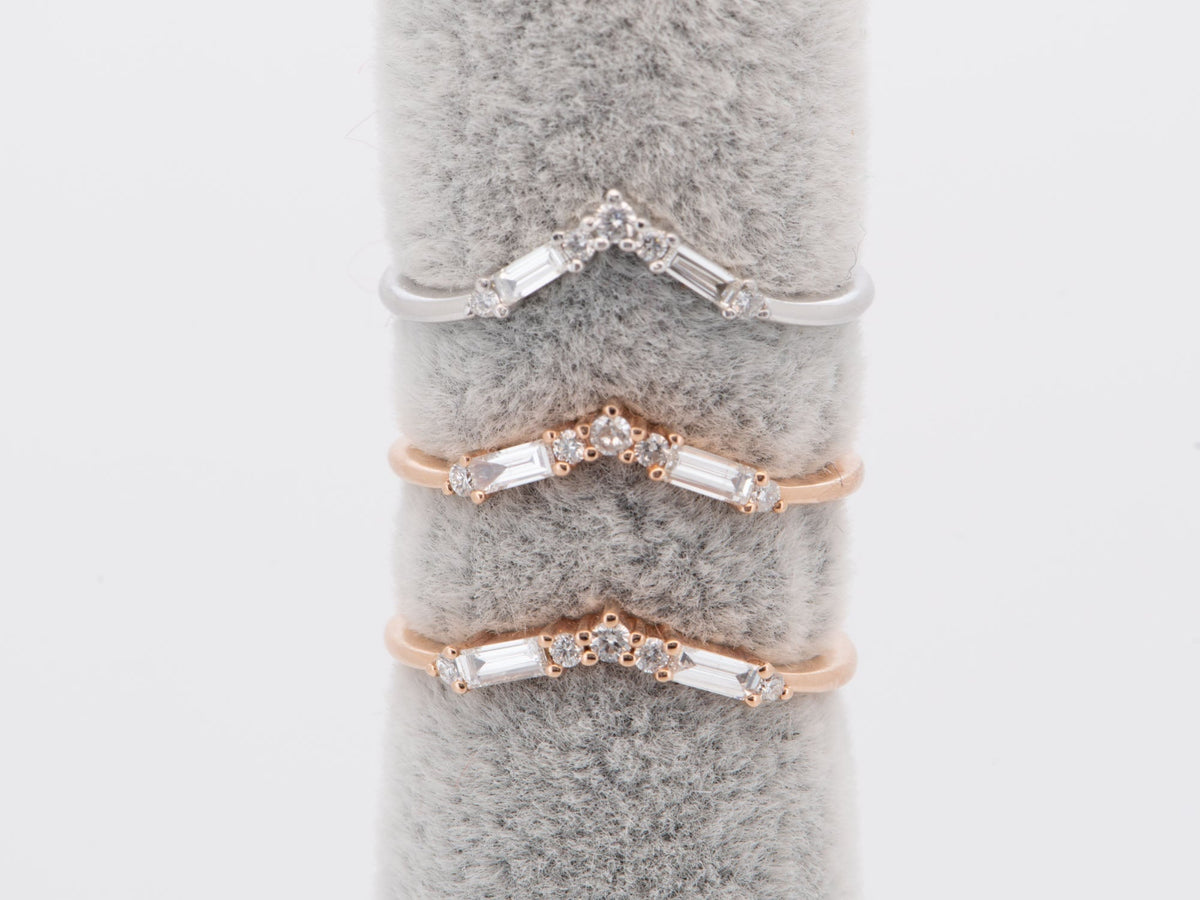 Baguette Round Diamond 14K Gold Crown Wedding Band AD1852 Aurora Designer