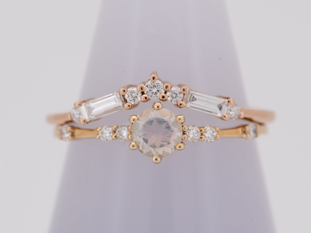 Baguette Round Diamond 14K Gold Crown Wedding Band AD1852 Aurora Designer