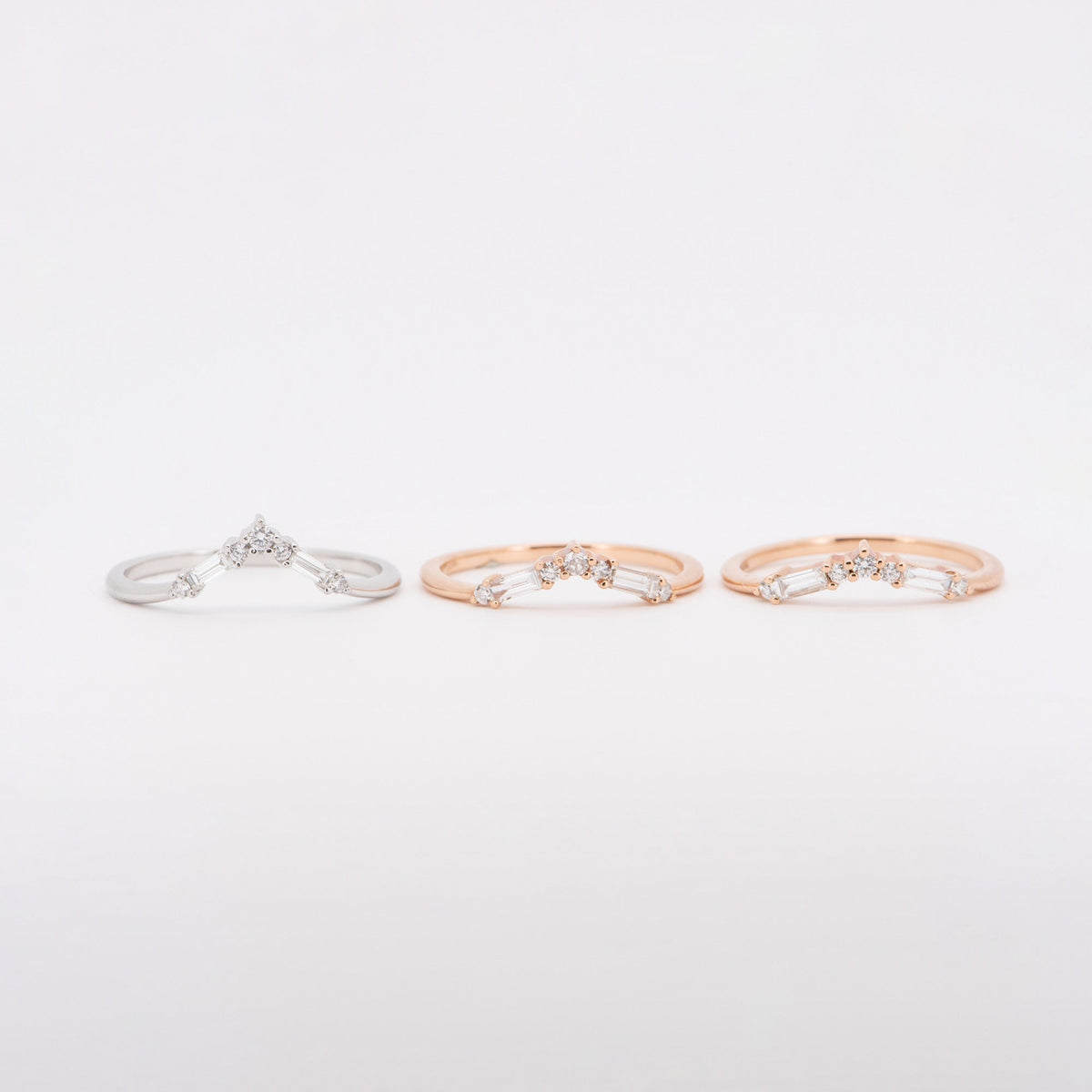 Baguette Round Diamond 14K Gold Crown Wedding Band AD1852 Aurora Designer