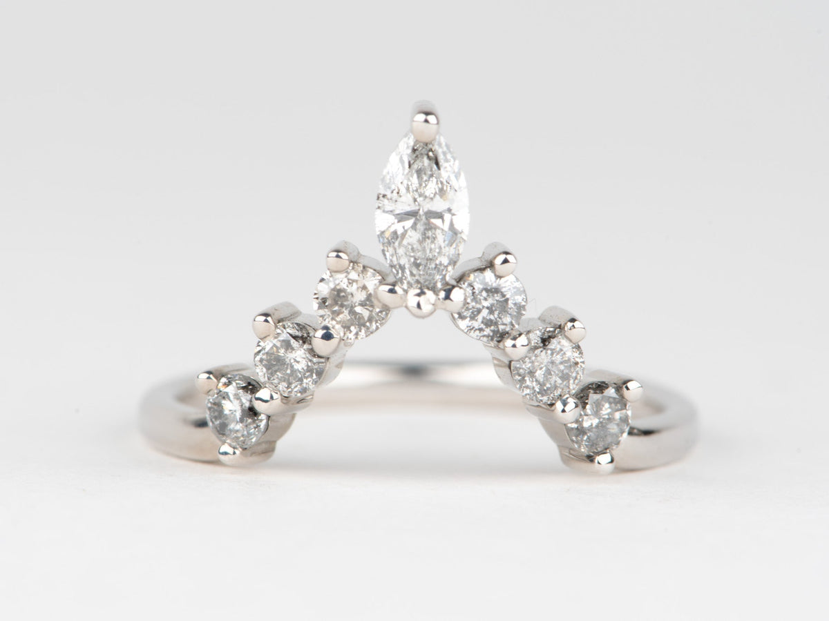 Marquise Round Salt and Pepper Diamond Wedding Band 14K Gold Unique Crown Sunburst Medium AD1925G Aurora Designer
