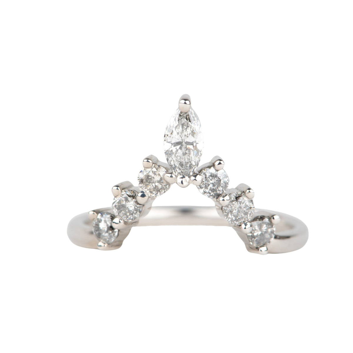 Marquise Round Salt and Pepper Diamond Wedding Band 14K Gold Unique Crown Sunburst Medium AD1925G Aurora Designer