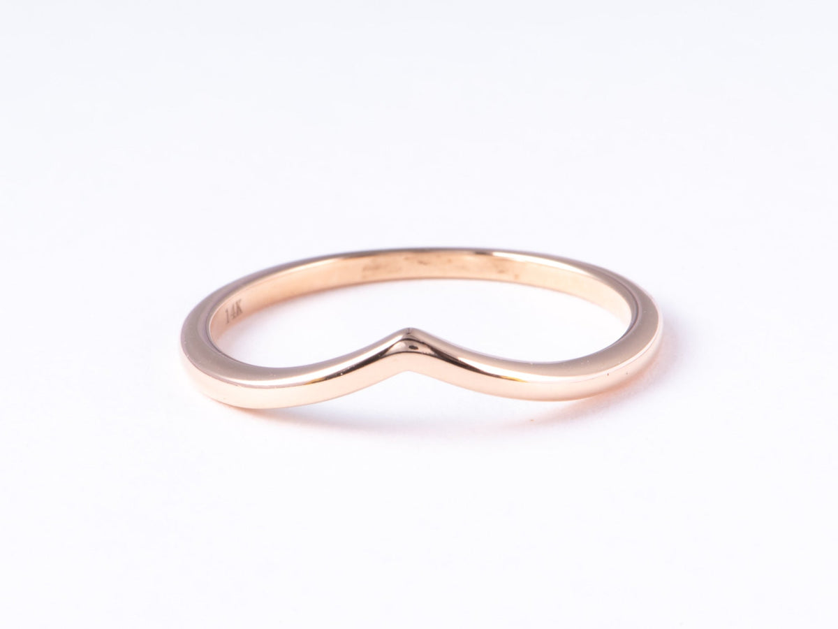 1.3mm Wide Plain Gold Soft Curve Wedding Band 14K Rose Gold AD1959 Closeout