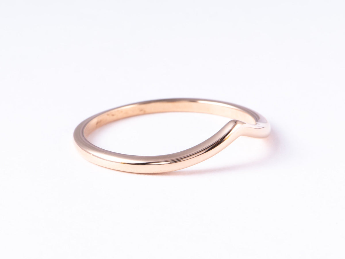 1.3mm Wide Plain Gold Soft Curve Wedding Band 14K Rose Gold AD1959 Closeout