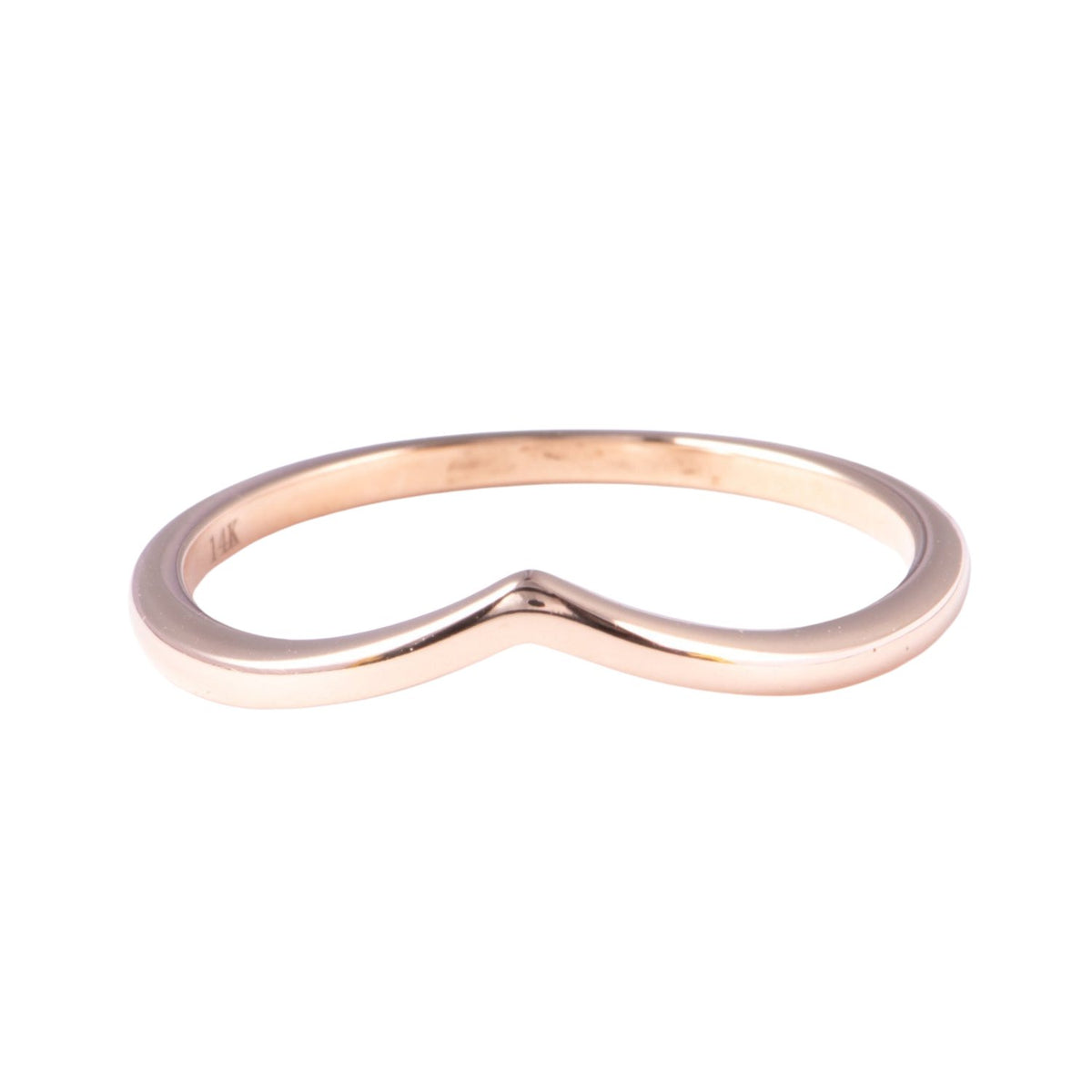 1.3mm Wide Plain Gold Soft Curve Wedding Band 14K Rose Gold AD1959 Closeout