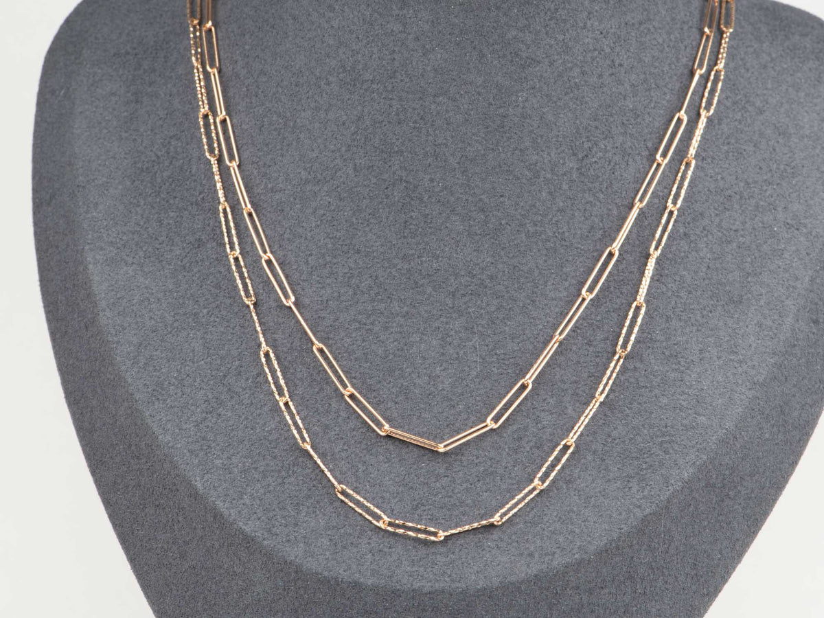 Paper Clip Solid 14K Gold Necklace Bracelet Chain Lariat Y Adjustable Layering Paperclip AD1960 Aurora Designer