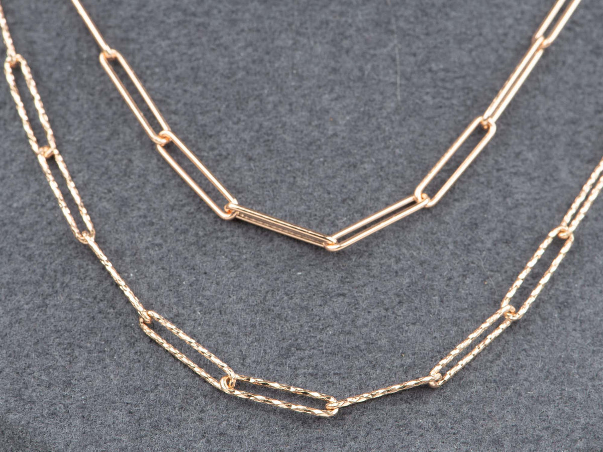 Paper Clip Solid 14K Gold Necklace Bracelet Chain Lariat Y Adjustable Layering Paperclip AD1960 Aurora Designer