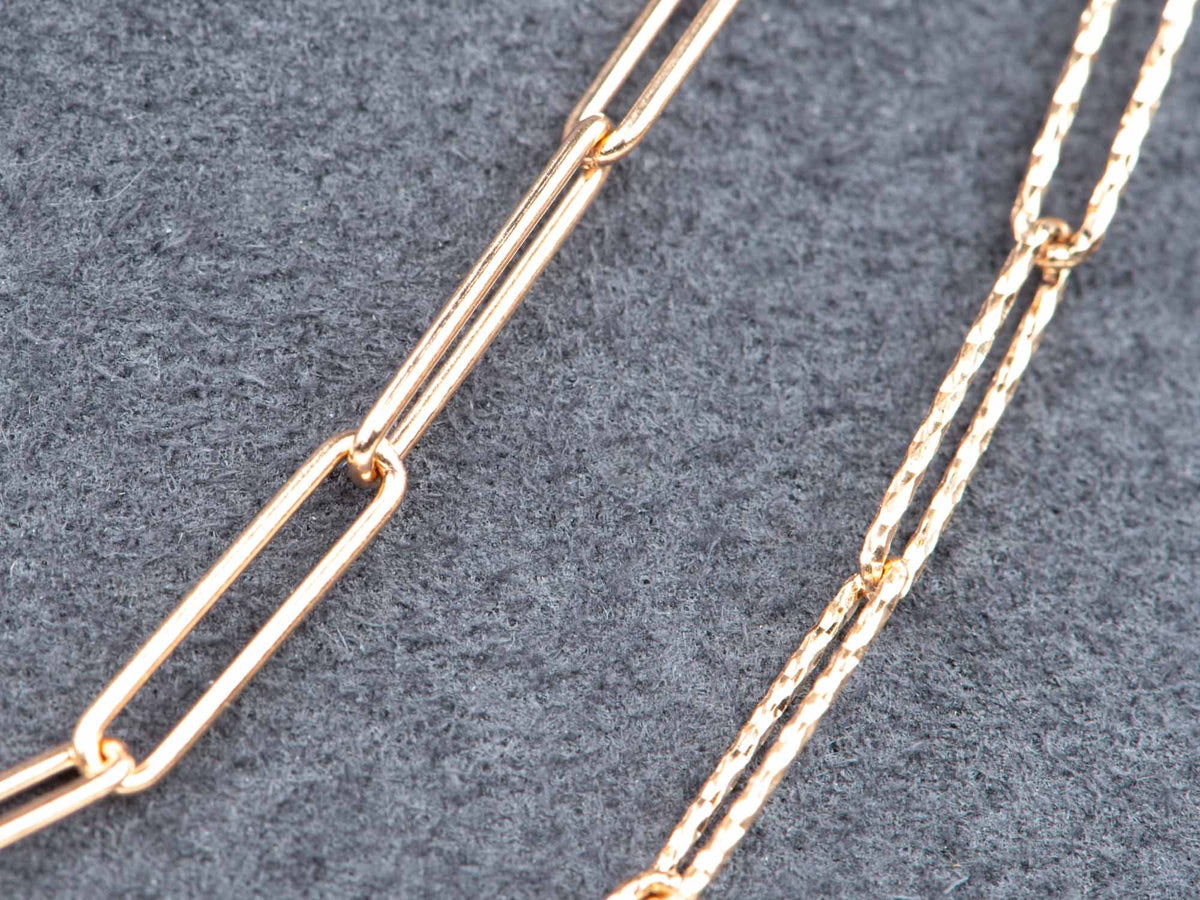 Paper Clip Solid 14K Gold Necklace Bracelet Chain Lariat Y Adjustable Layering Paperclip AD1960 Aurora Designer