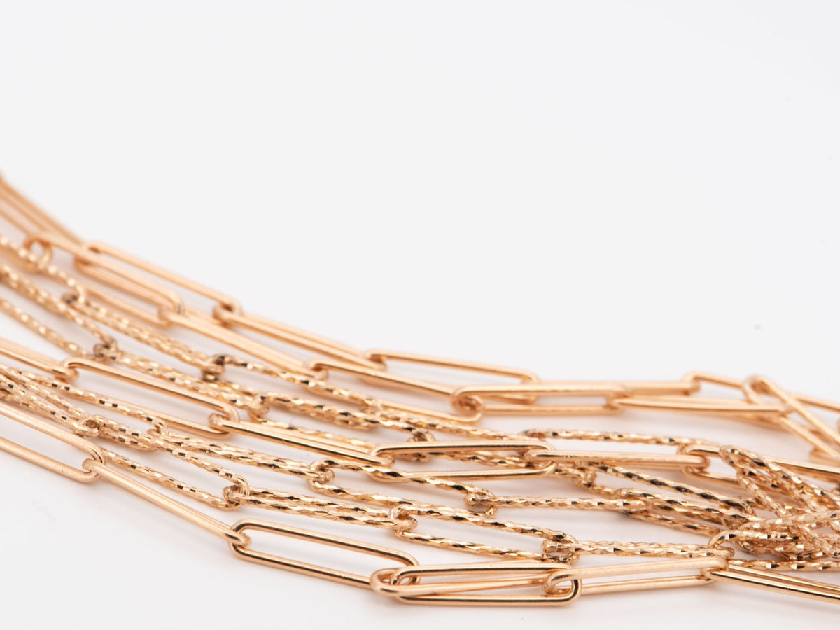 Paper Clip Solid 14K Gold Necklace Bracelet Chain Lariat Y Adjustable Layering Paperclip AD1960 Aurora Designer