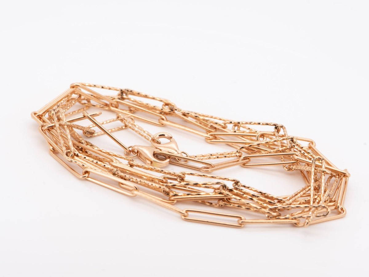 Paper Clip Solid 14K Gold Necklace Bracelet Chain Lariat Y Adjustable Layering Paperclip AD1960 Aurora Designer