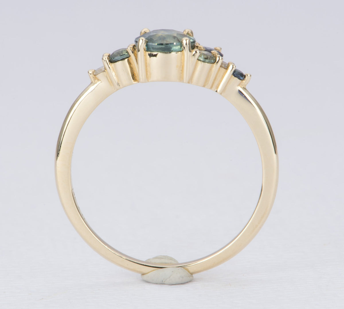 Montana Sapphire and Diamond Cluster Ring 14K Gold AD2064-9 Aurora Designer