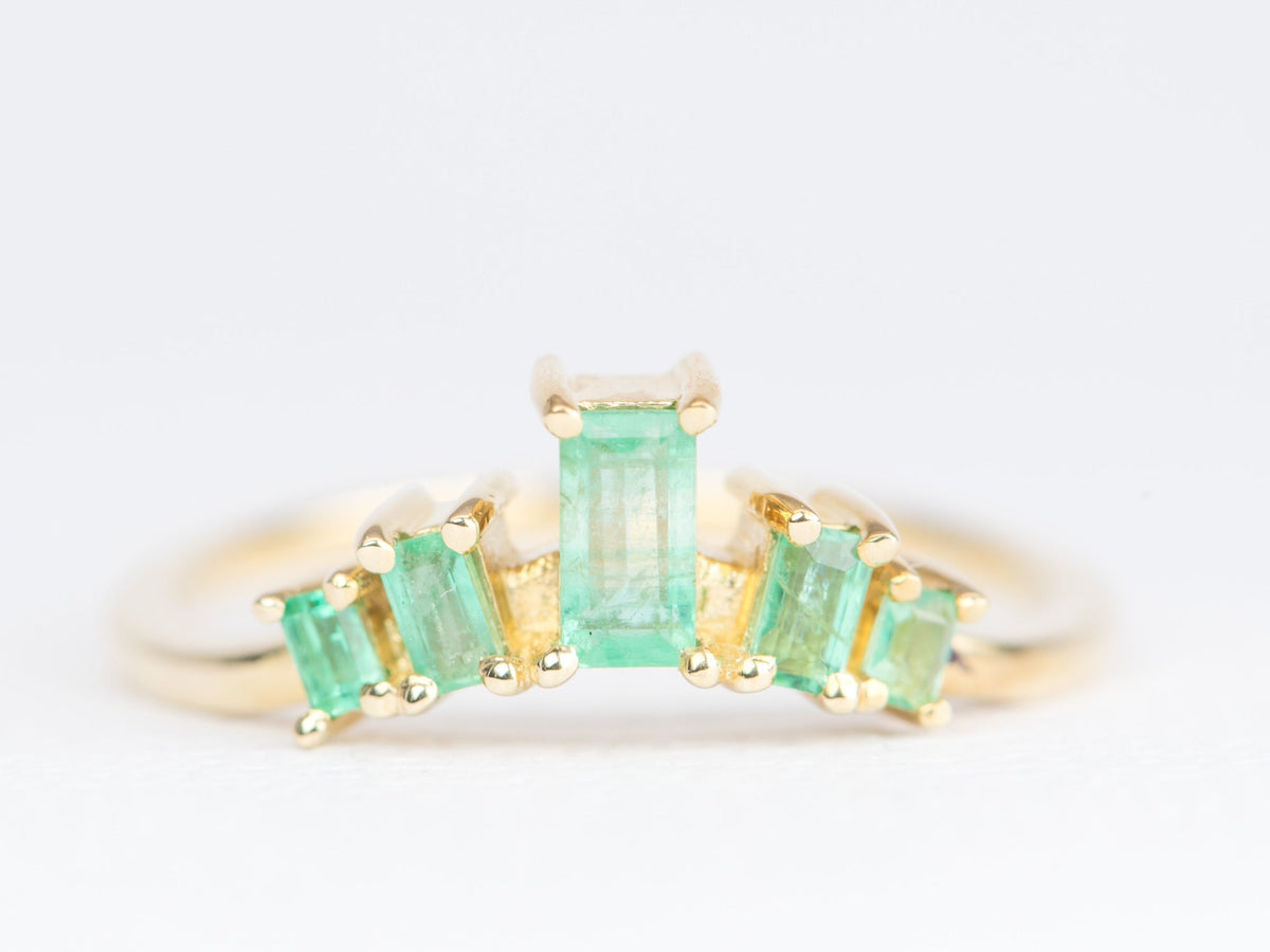 Custom Listing for Erin*** 1.8ct Gray Moissanite Engagement Ring and Matching Emerald Band 14K Gold Jo Dane