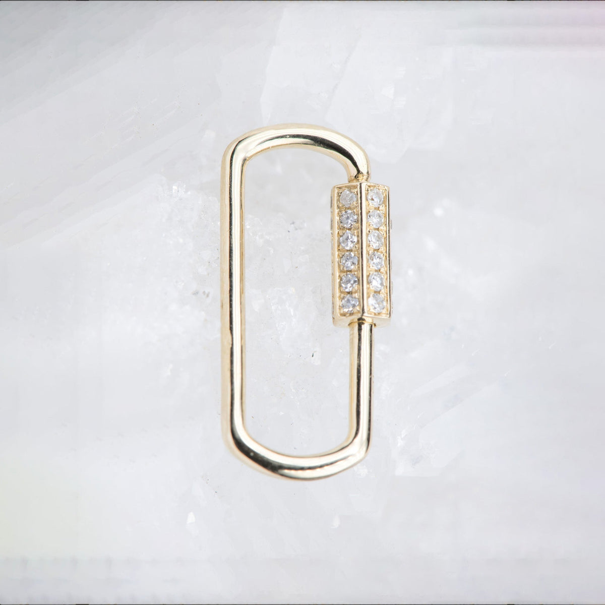 Screw Closure Large Rectangle 19x9mm 14K Gold Carabiner with Diamond Pave Pendant Holder Enhancer AD2185D Aurora Designer