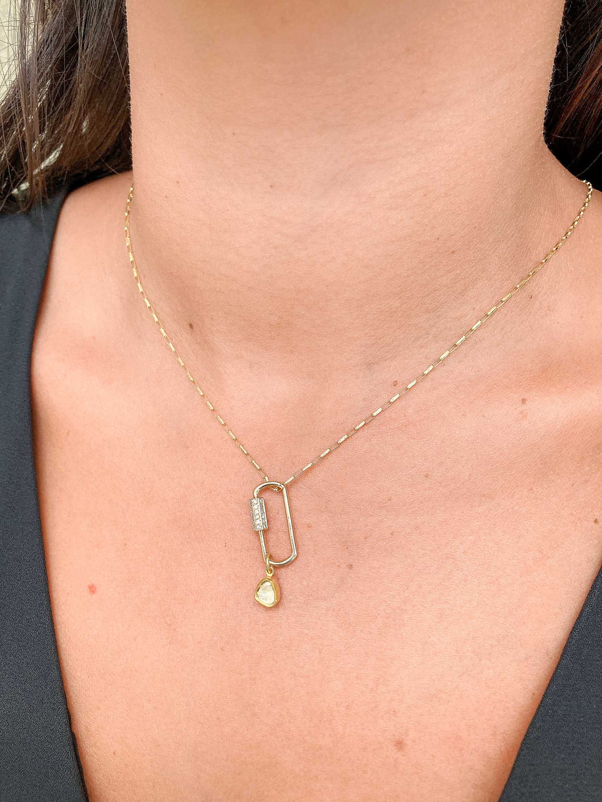 Screw Closure Large Rectangle 19x9mm 14K Gold Carabiner Pendant Holder Enhancer AD2185 Aurora Designer