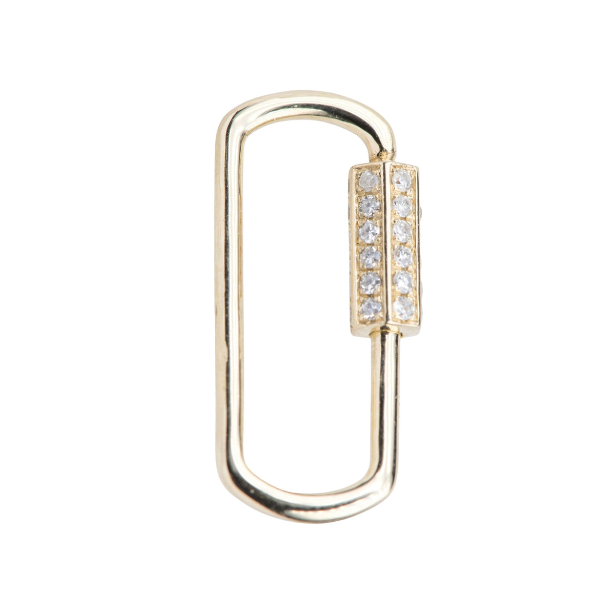 Screw Closure Large Rectangle 19x9mm 14K Gold Carabiner with Diamond Pave Pendant Holder Enhancer AD2185D Aurora Designer
