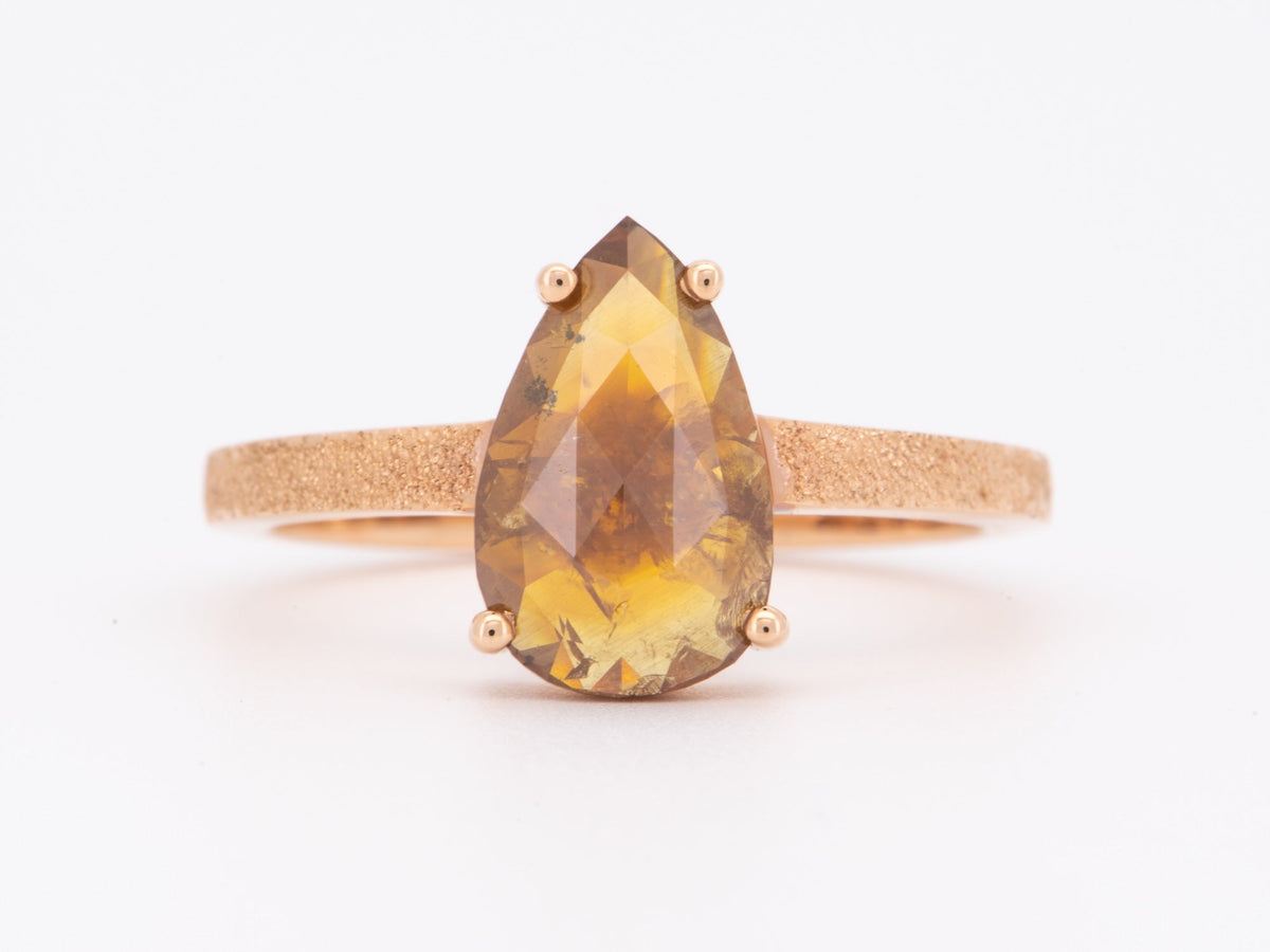 1.75ct Pear Golden Brown Diamond Engagement Ring 14K Rose Gold Glitter Texture Band Unique AD2191-1 Aurora Designer