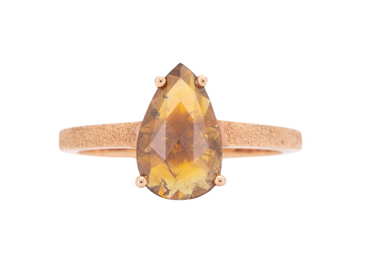 1.75ct Pear Golden Brown Diamond Engagement Ring 14K Rose Gold Glitter Texture Band Unique AD2191-1 Aurora Designer
