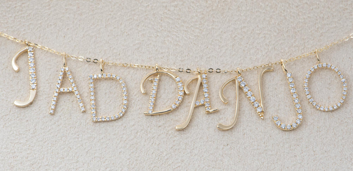 14K Gold Diamond Pave Alphabet Charm AD2351 Aurora Designer