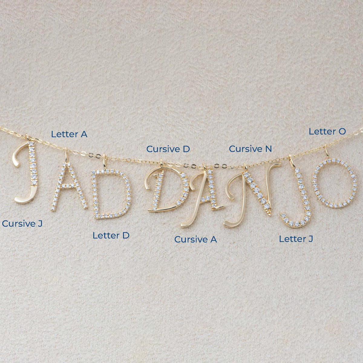 14K Gold Diamond Pave Alphabet Charm AD2351 Aurora Designer