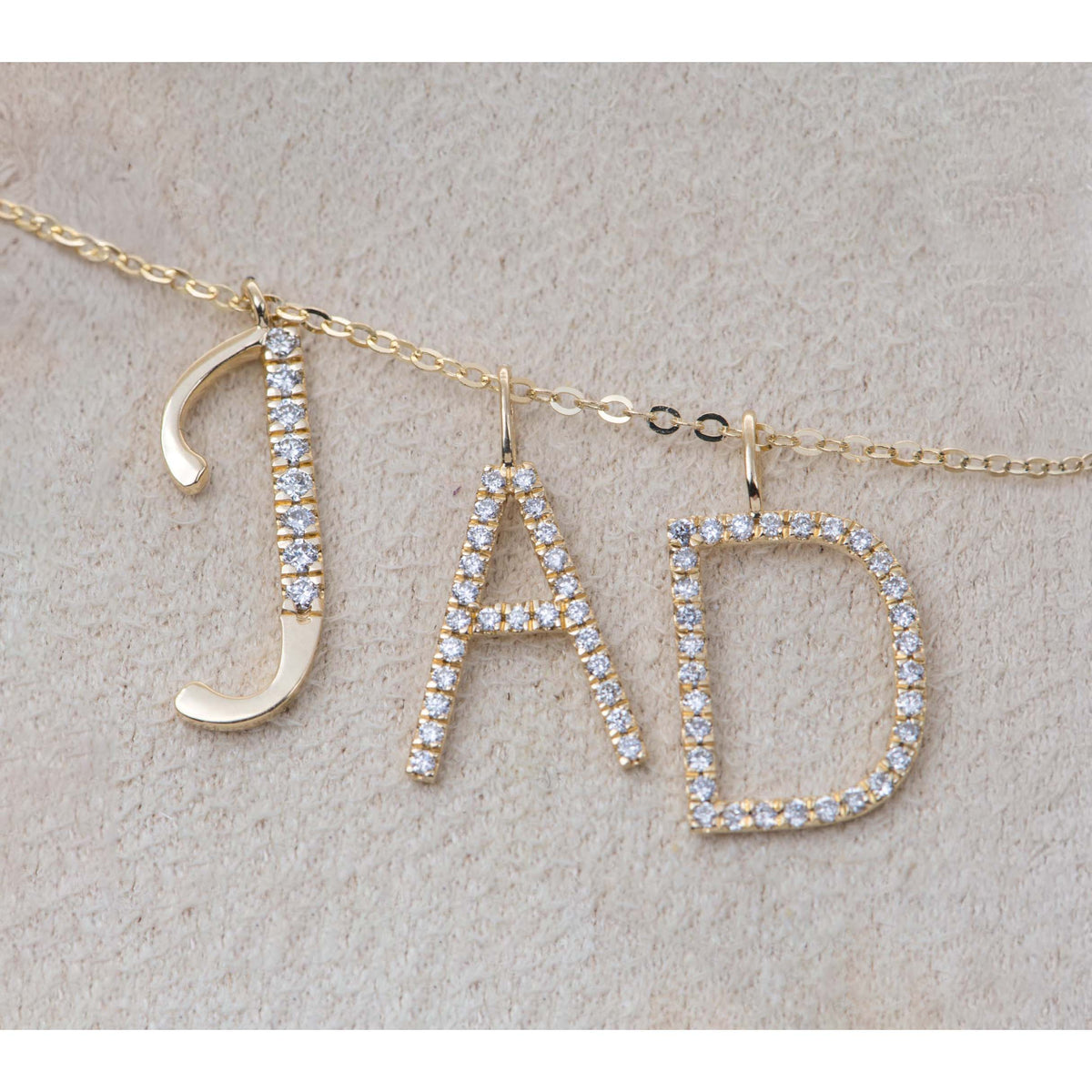 14K Gold Diamond Pave Alphabet Charm AD2351 Aurora Designer