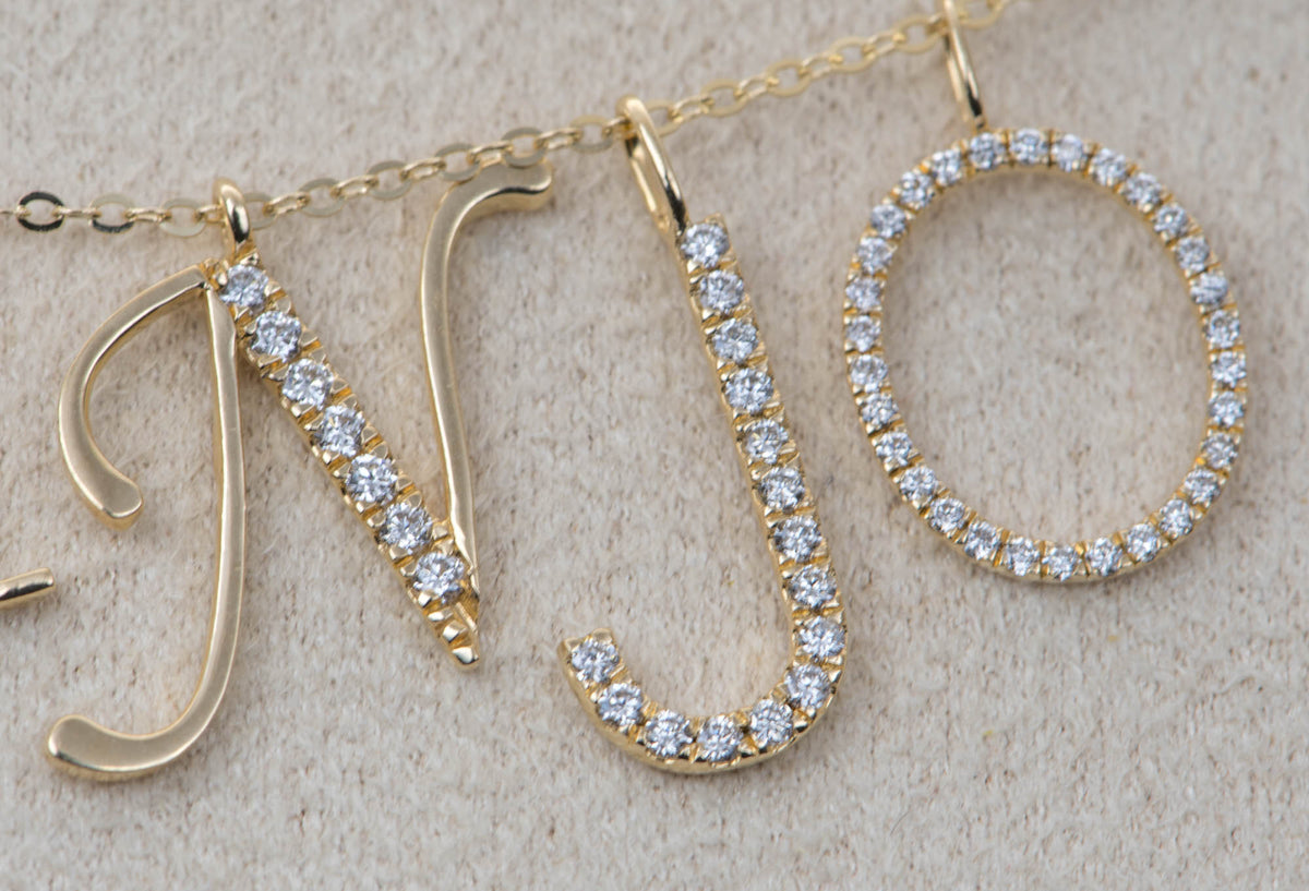 14K Gold Diamond Pave Alphabet Charm AD2351 Aurora Designer