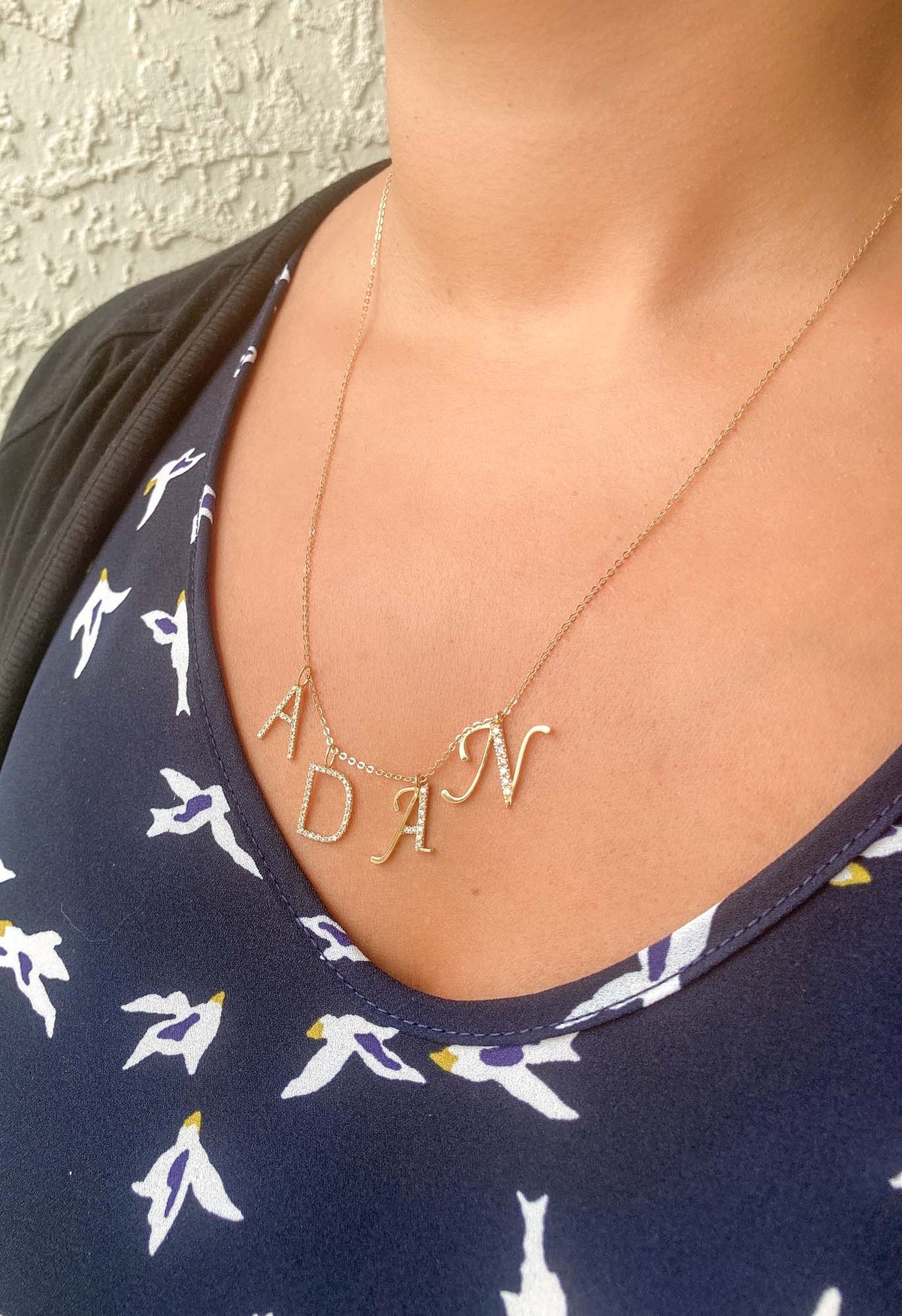 14K Gold Diamond Pave Alphabet Charm AD2351 Aurora Designer