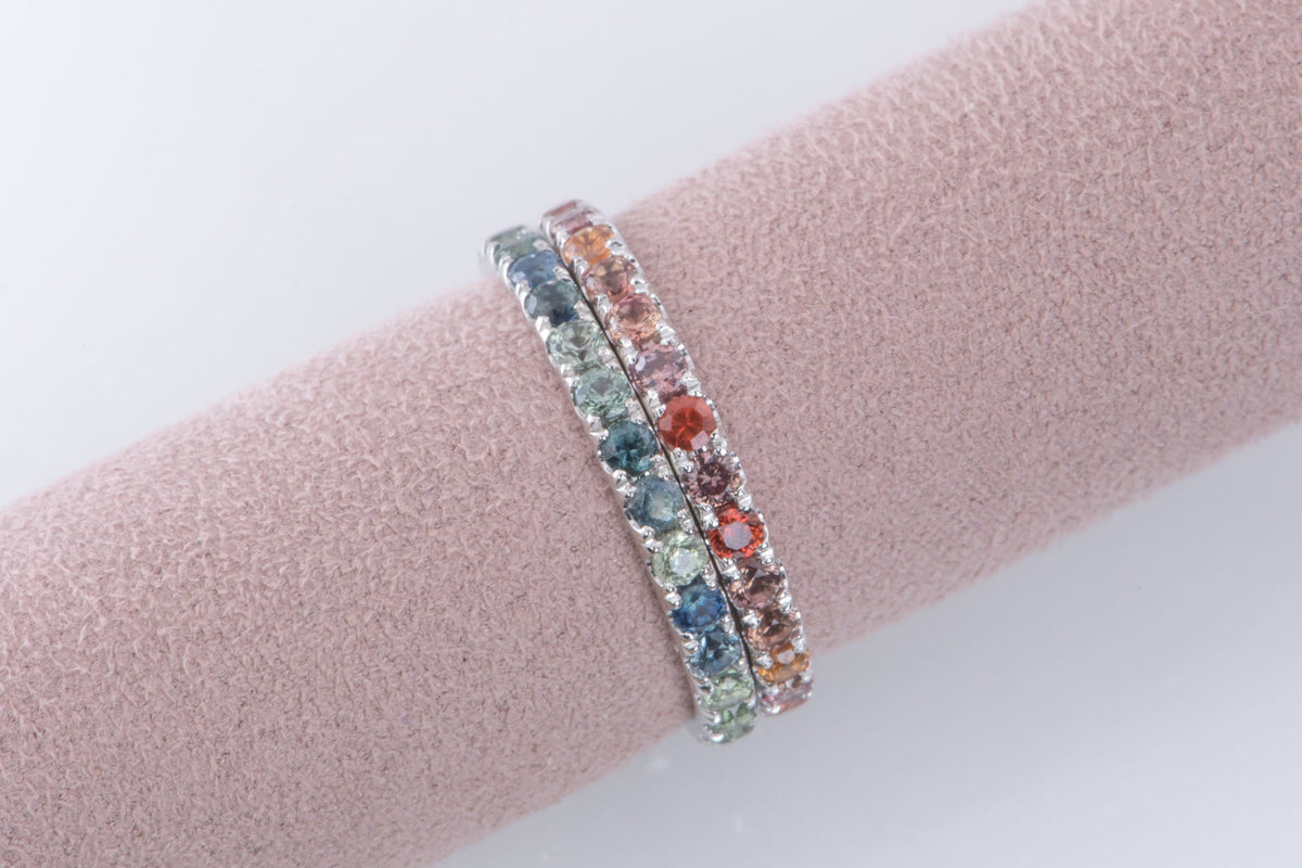 2mm Mixed Sapphire Gradient Color Full Eternity Wedding Band Platinum AD1509 Aurora Designer