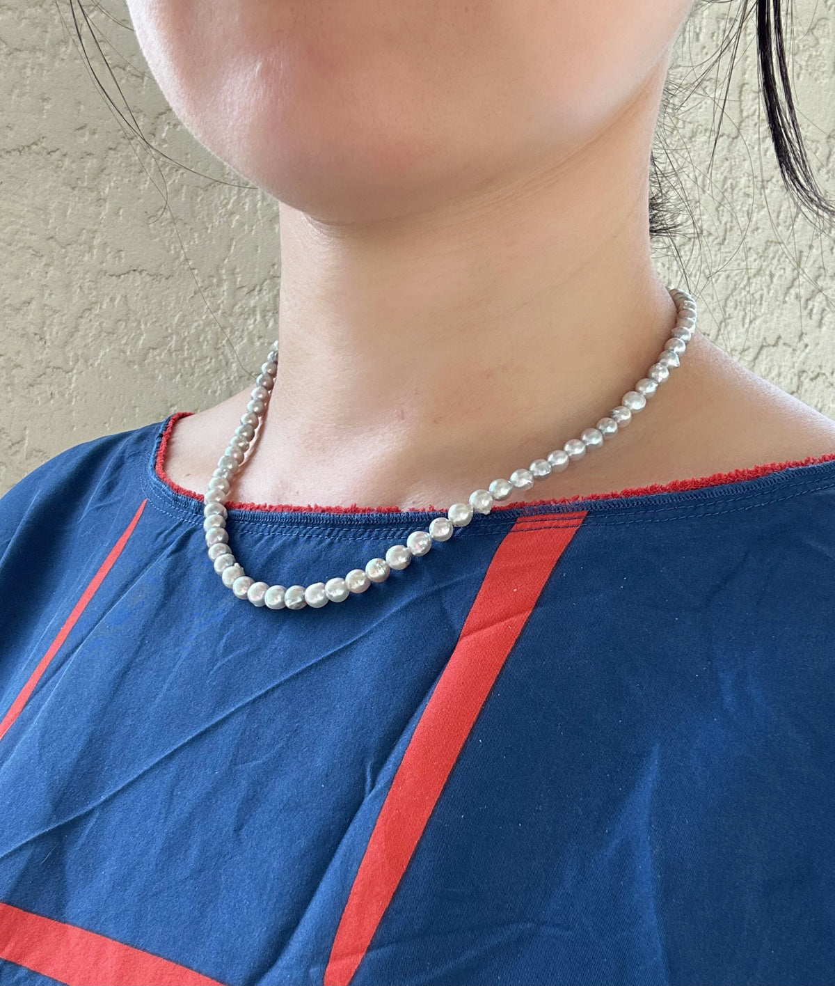 5-5.5mm Blue Gray Akoya Keshi Pearl Necklace 18K Gold Clasp Extension P1101 Aurora Designer
