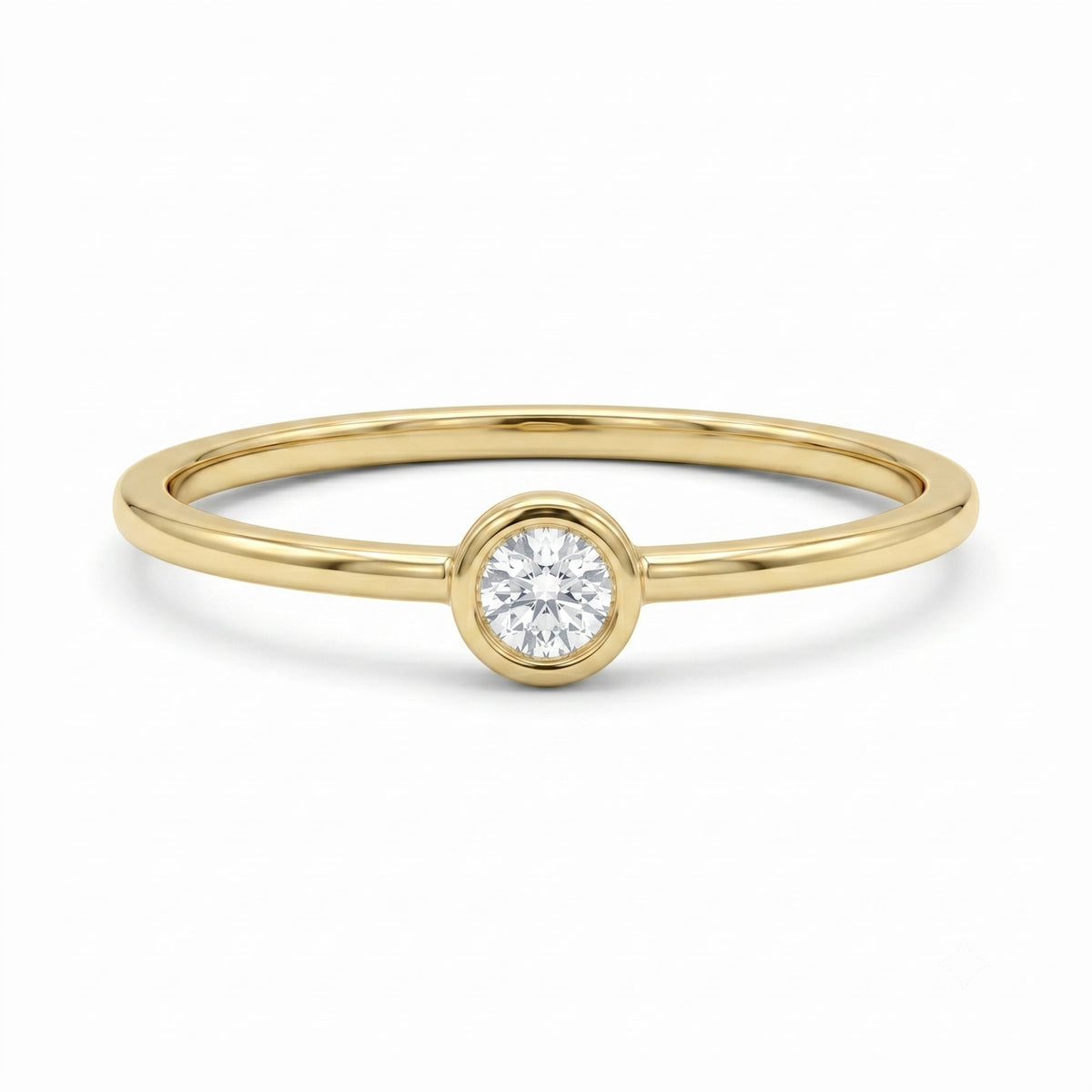 Dainty Diamond Bezel Set 14K Gold Ring AD2350 Closeout