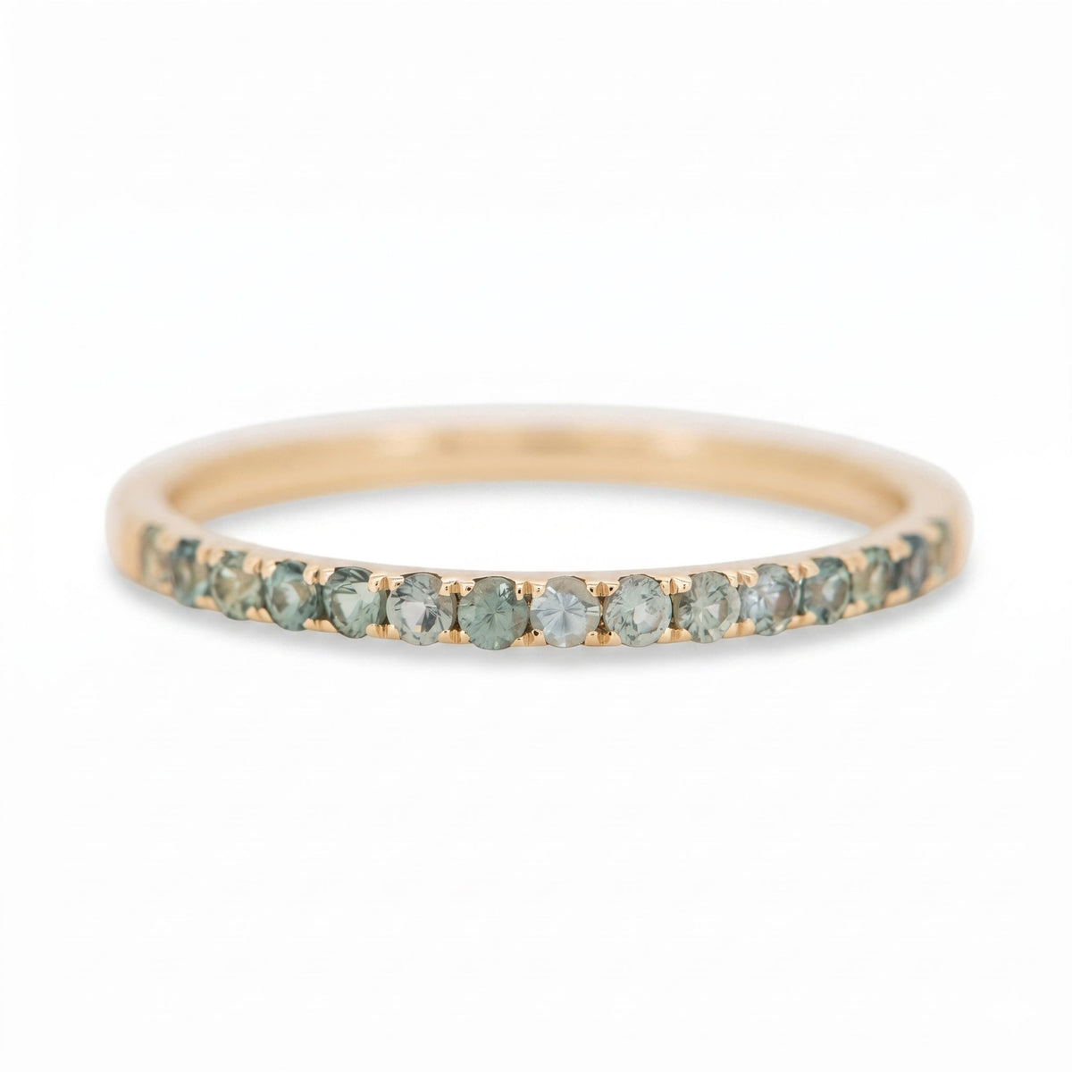 1.5mm Montana Sapphire Wedding Band 14K Gold Half Eternity Wedding Ring M5094 Aurora Designer