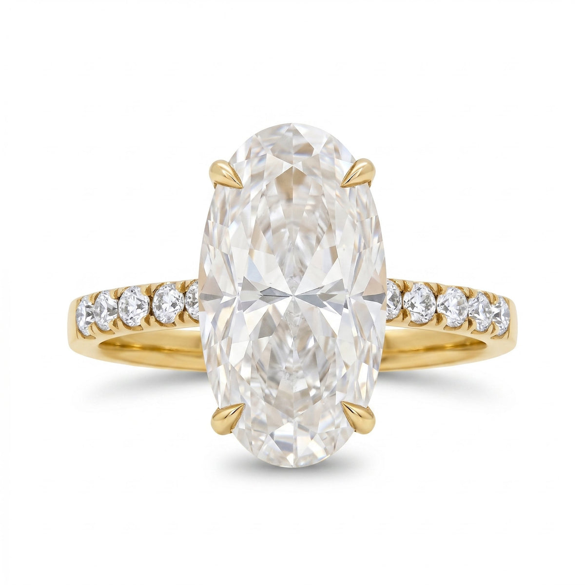 5.18ct Moval Moissanite Engagement Ring with Hidden Halo 14K Gold Aurora Designer