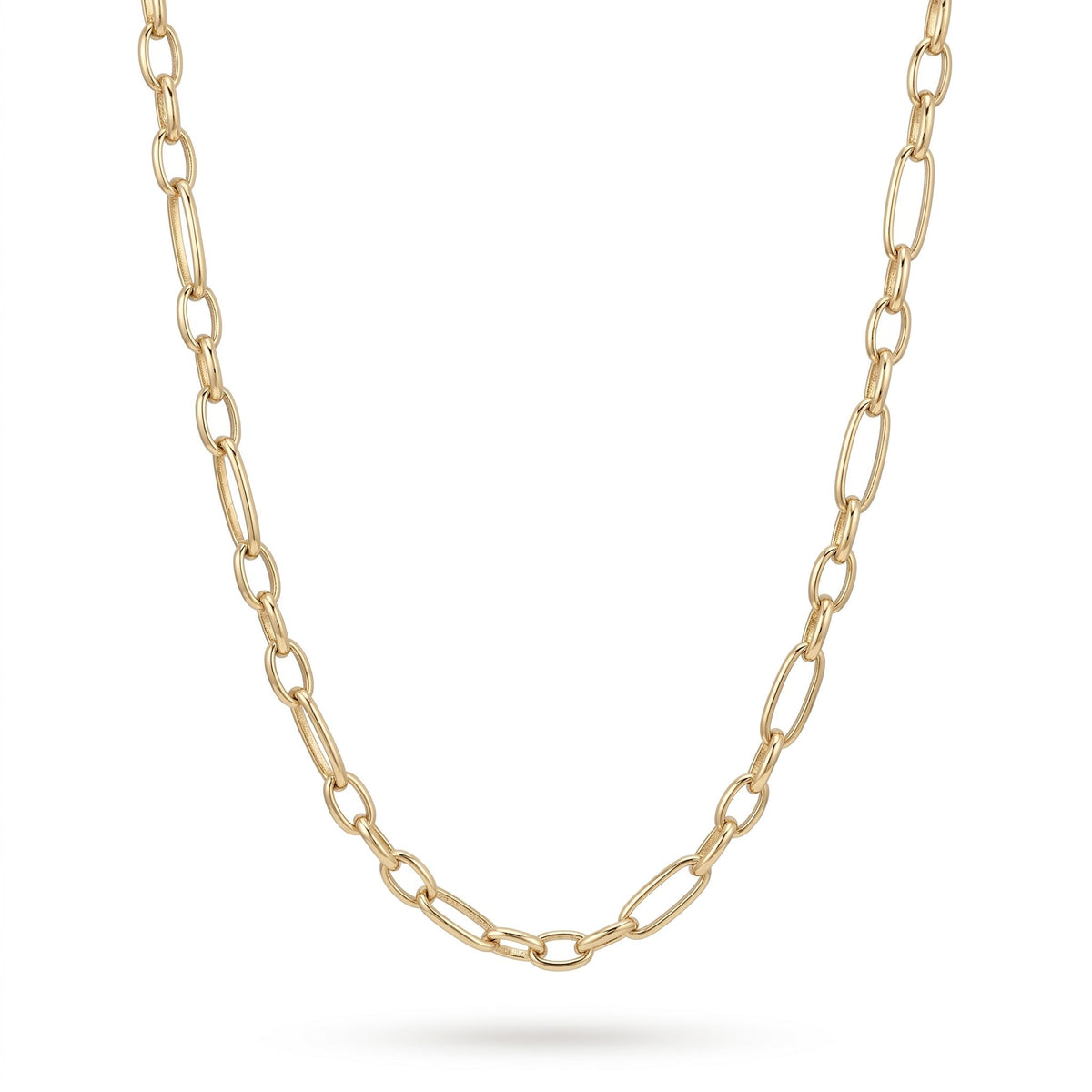 14K Gold Mixed Link Chain Necklace 17.5" Aurora Designer