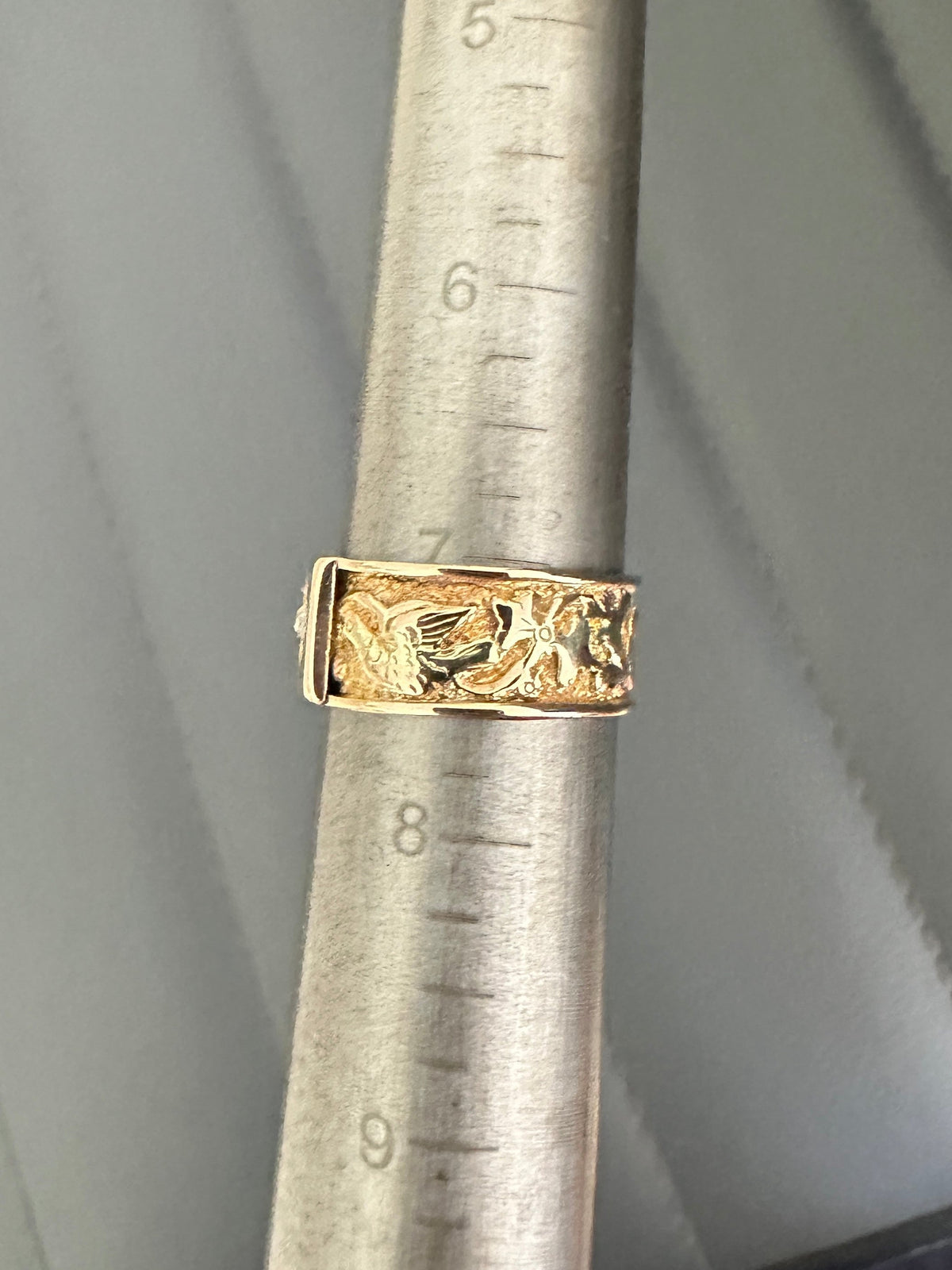 14K Gold Victorian Wide Band Ring with Starburst Set Old Cut Diamond V1240 Aurora Designer