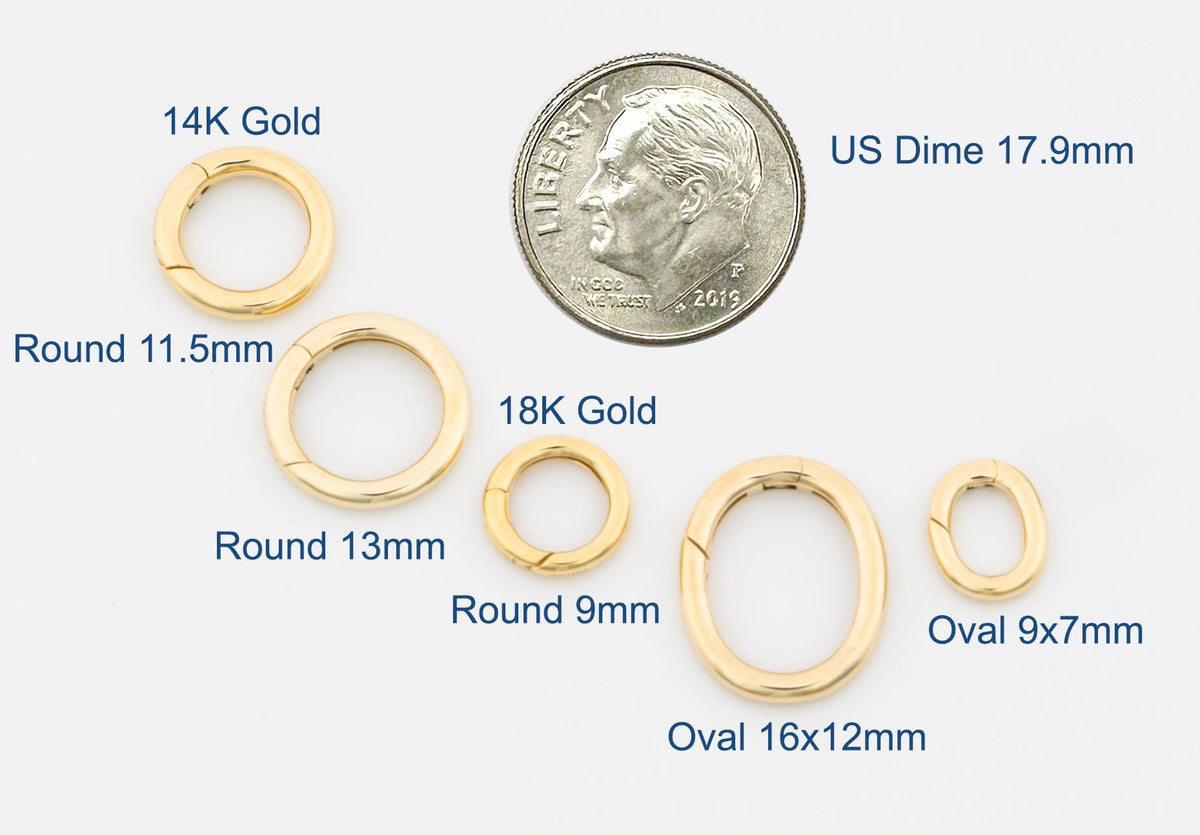 Push Gate Small Oval 9x7mm 14K Gold Pendant Holder Enhancer M4007S Aurora Designer