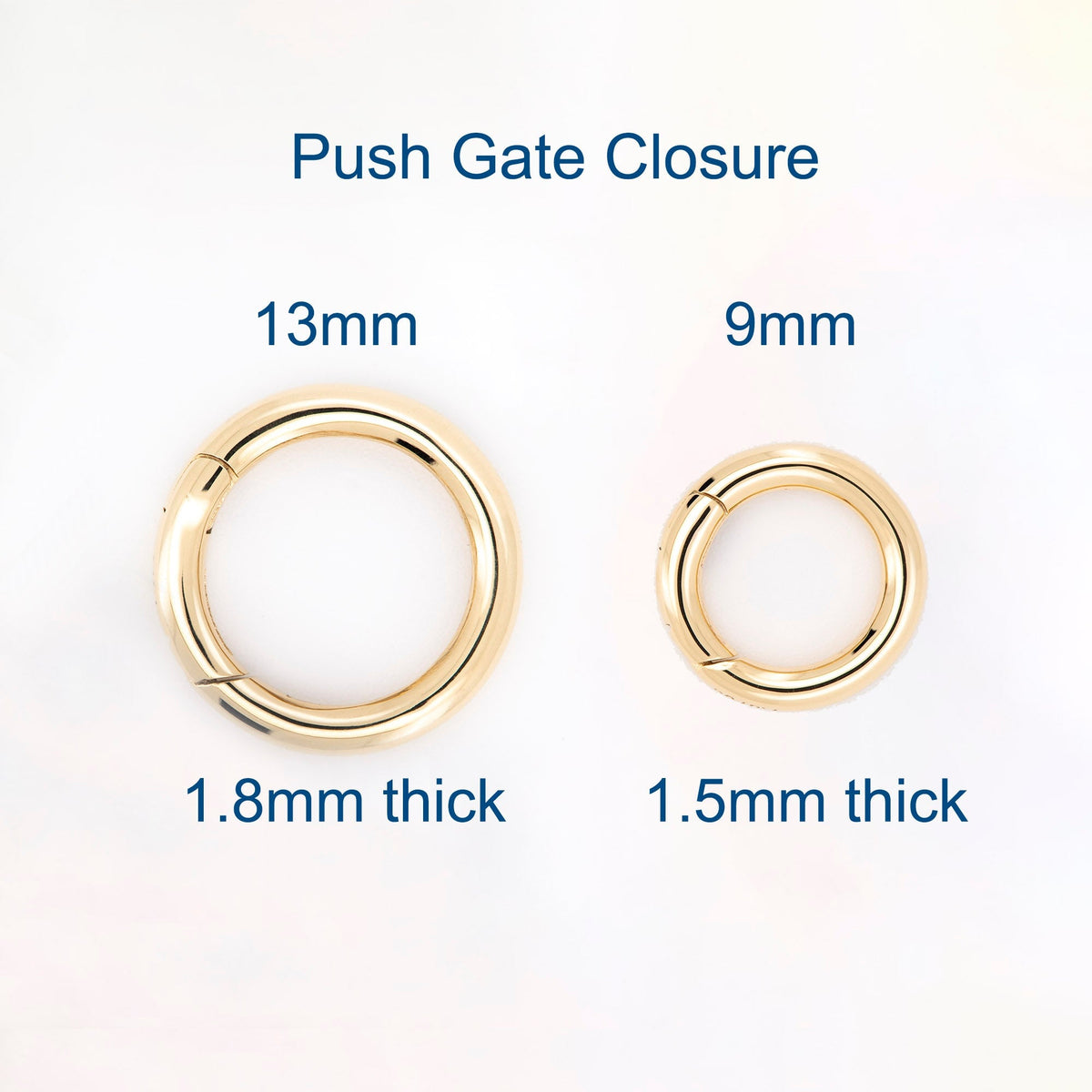 Push Gate Large Circle 13mm 14K or 18K Gold Pendant Holder Enhancer M4006 Aurora Designer