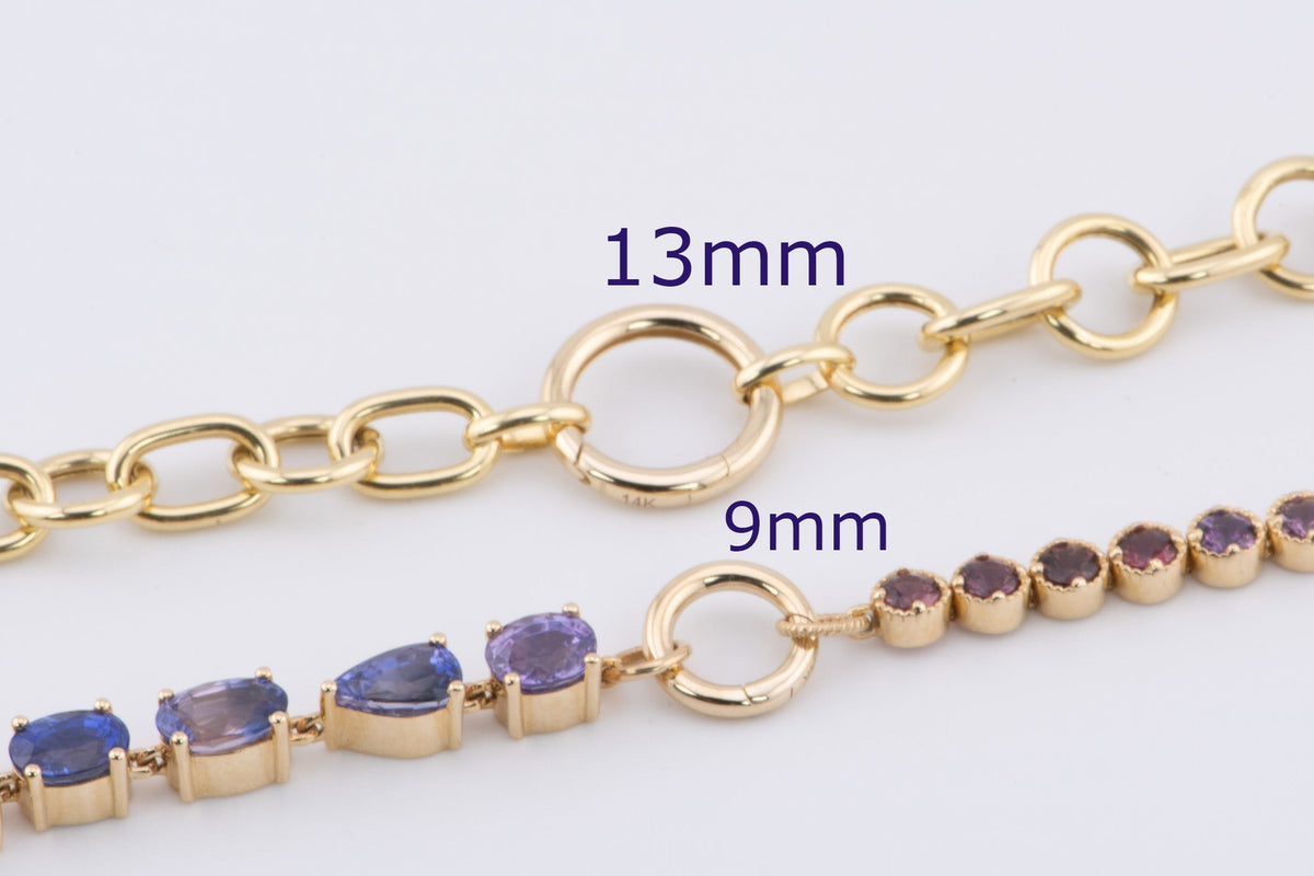 Small Circle 9mm 14K Gold Charm Holder with Hidden Safety Latch M4025 Aurora Designer