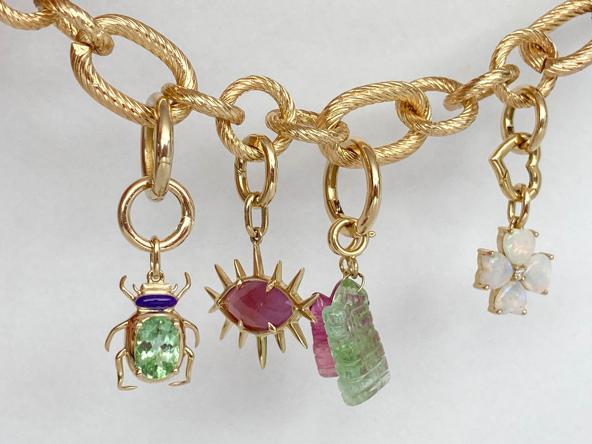 Push Gate Small Circle 9mm 14K Gold Pendant Holder Enhancer M4006S Aurora Designer