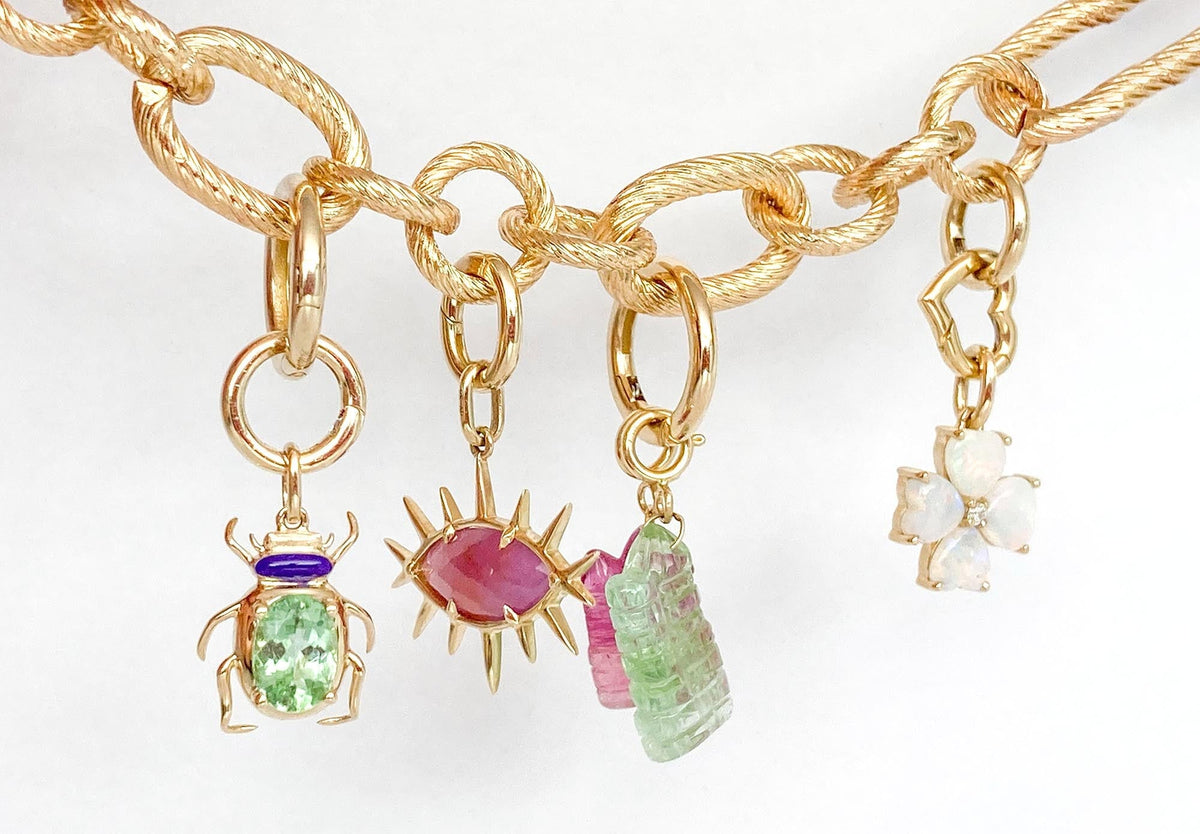 Small Circle 9mm 14K Gold Charm Holder with Hidden Safety Latch M4025 Aurora Designer