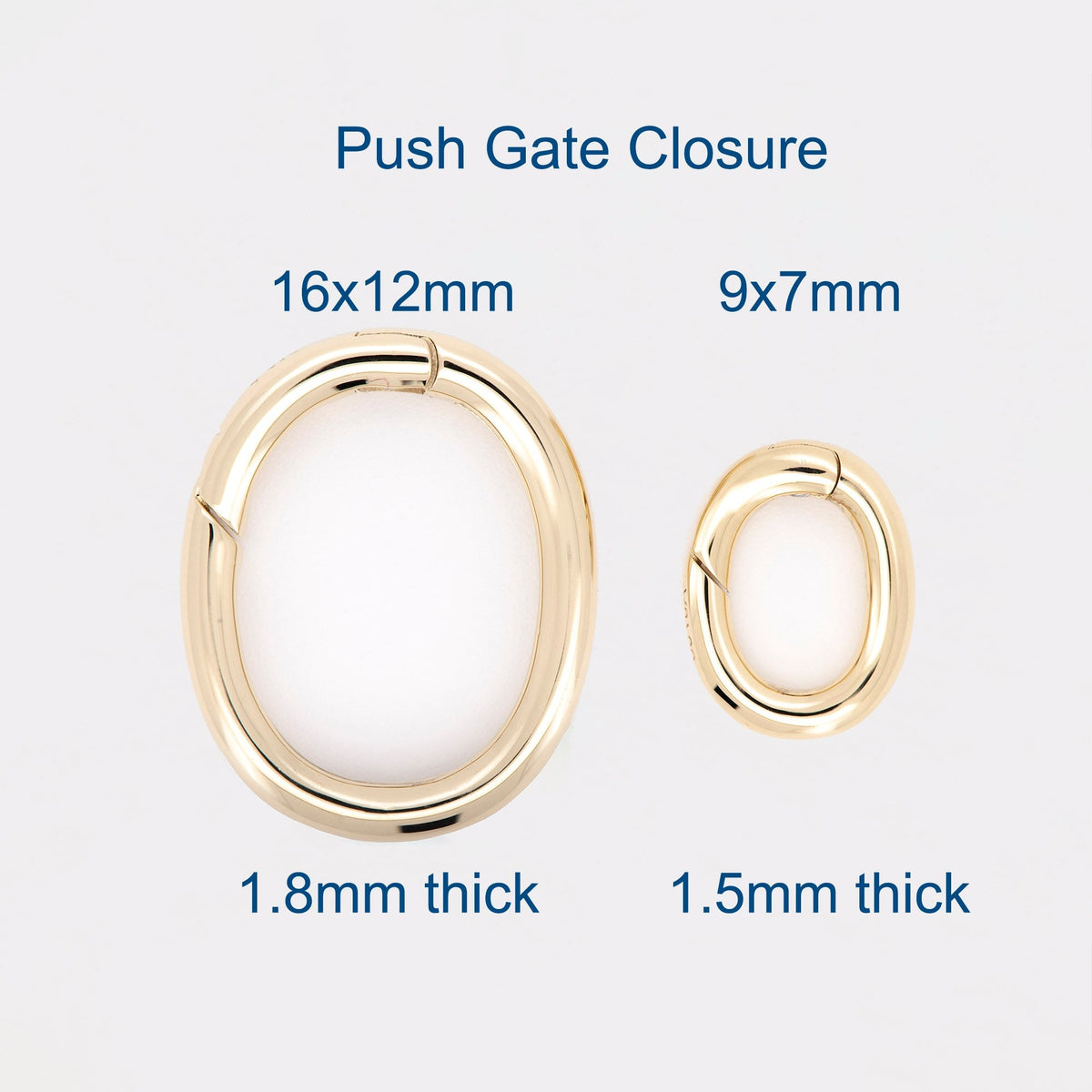 Push Gate Large Oval 16x12mm 14K or 18K Gold Pendant Holder Enhancer M4007 Aurora Designer